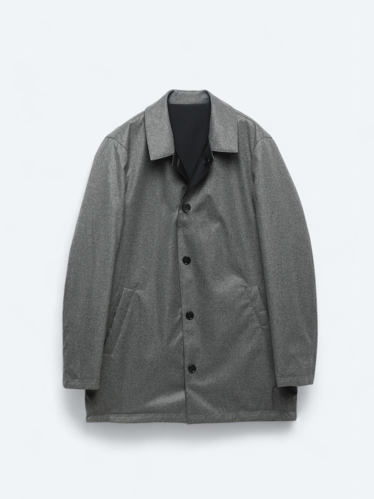 Lacivert Regular Fit Dik Yaka Casual Dokuma Pardösü