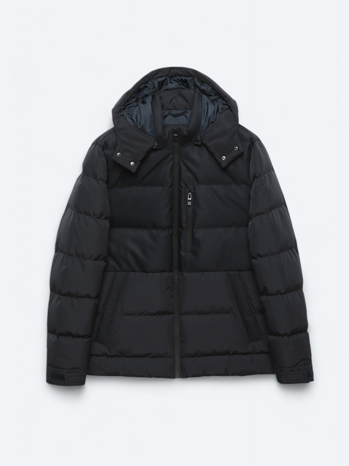 Lacivert Regular Fit Kapüşonlu Casual Dokuma Mont
