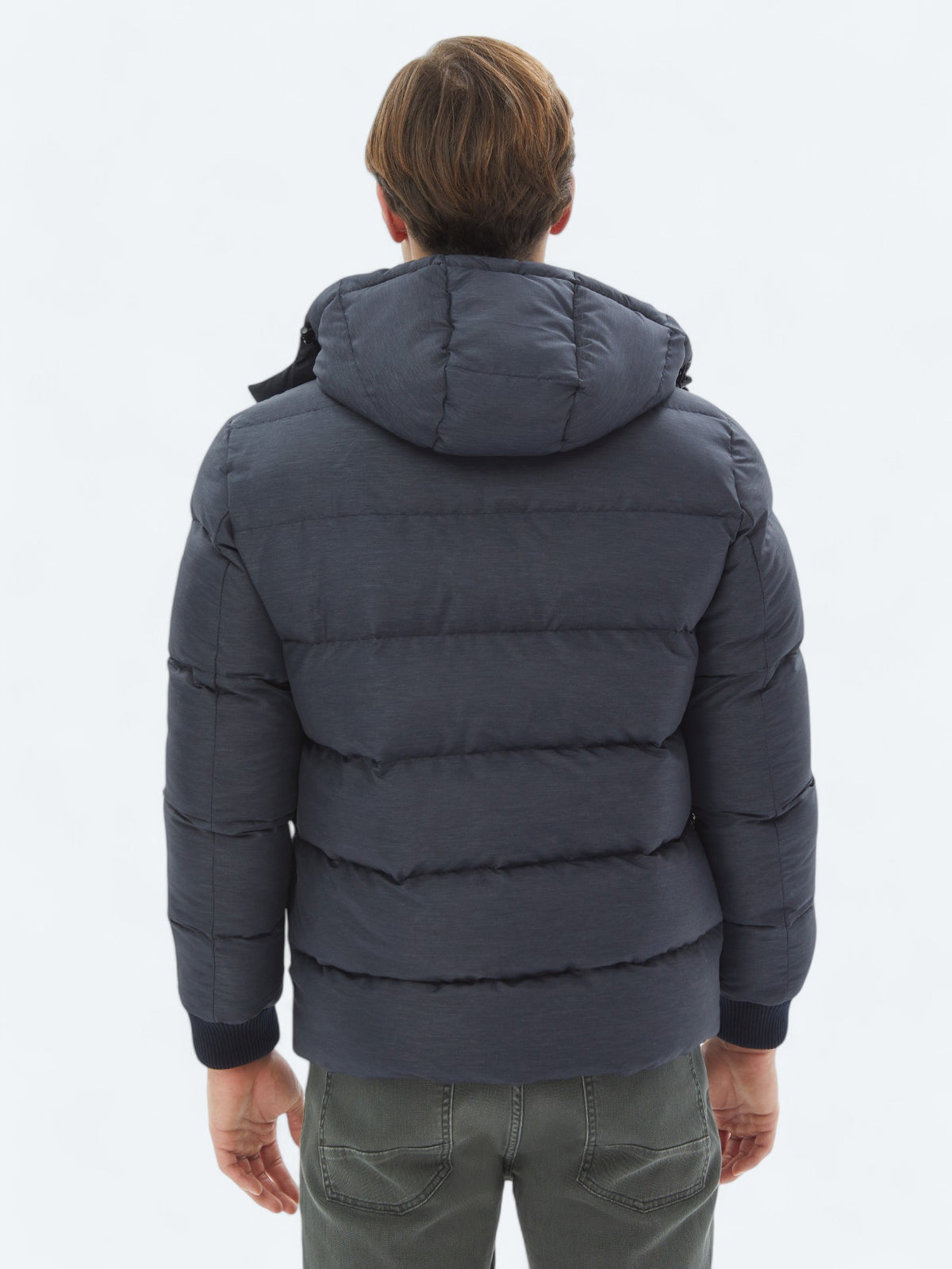 Lacivert Regular Fit Kapüşonlu Casual Dokuma Mont