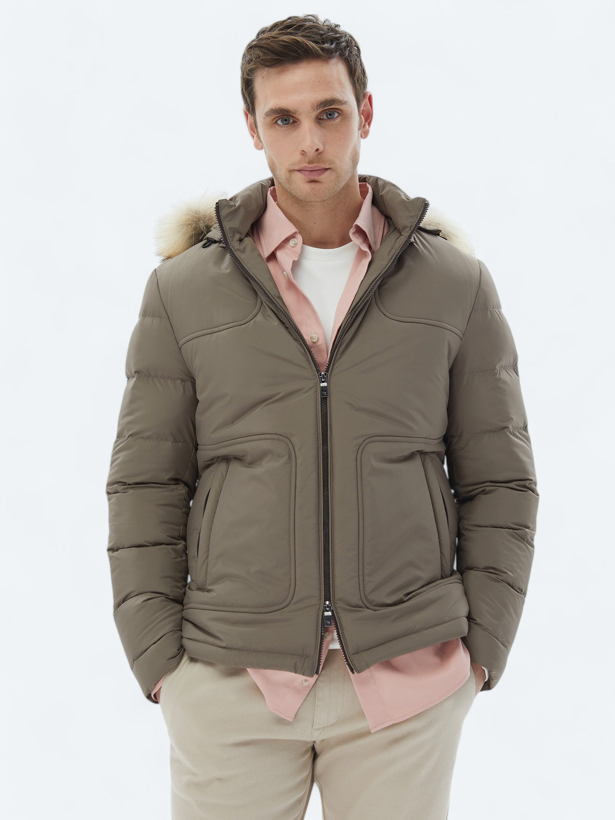 Vizon Regular Fit Kapüşonlu Casual Dokuma Mont