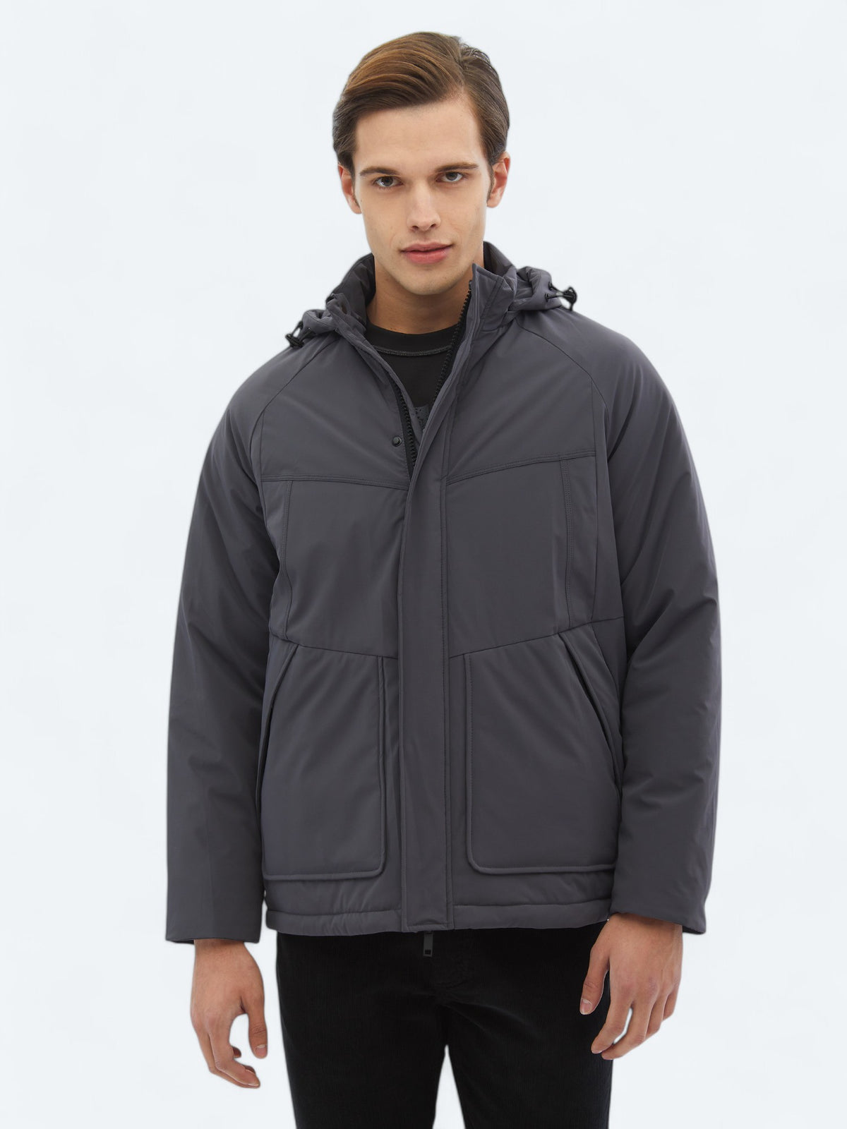 Gri Regular Fit Casual Dokuma Mont