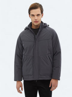 Gri Regular Fit Casual Dokuma Mont