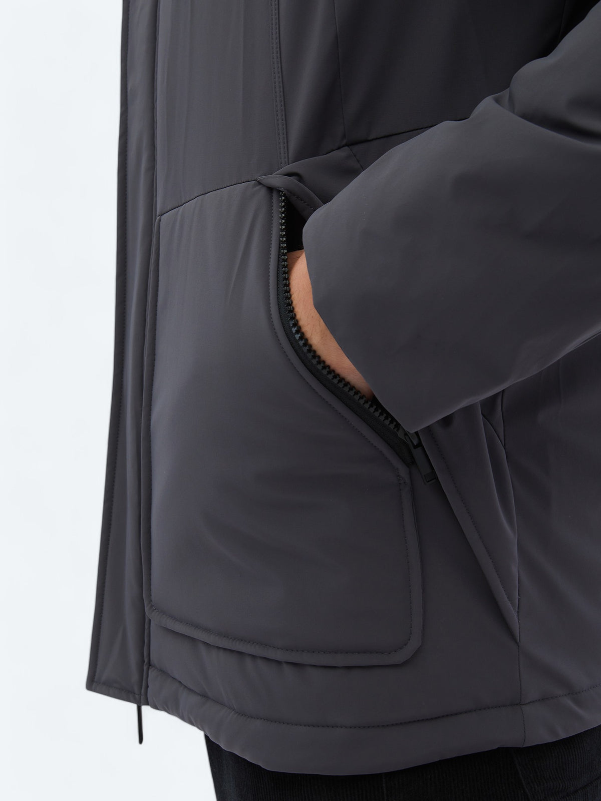 Gri Regular Fit Casual Dokuma Mont