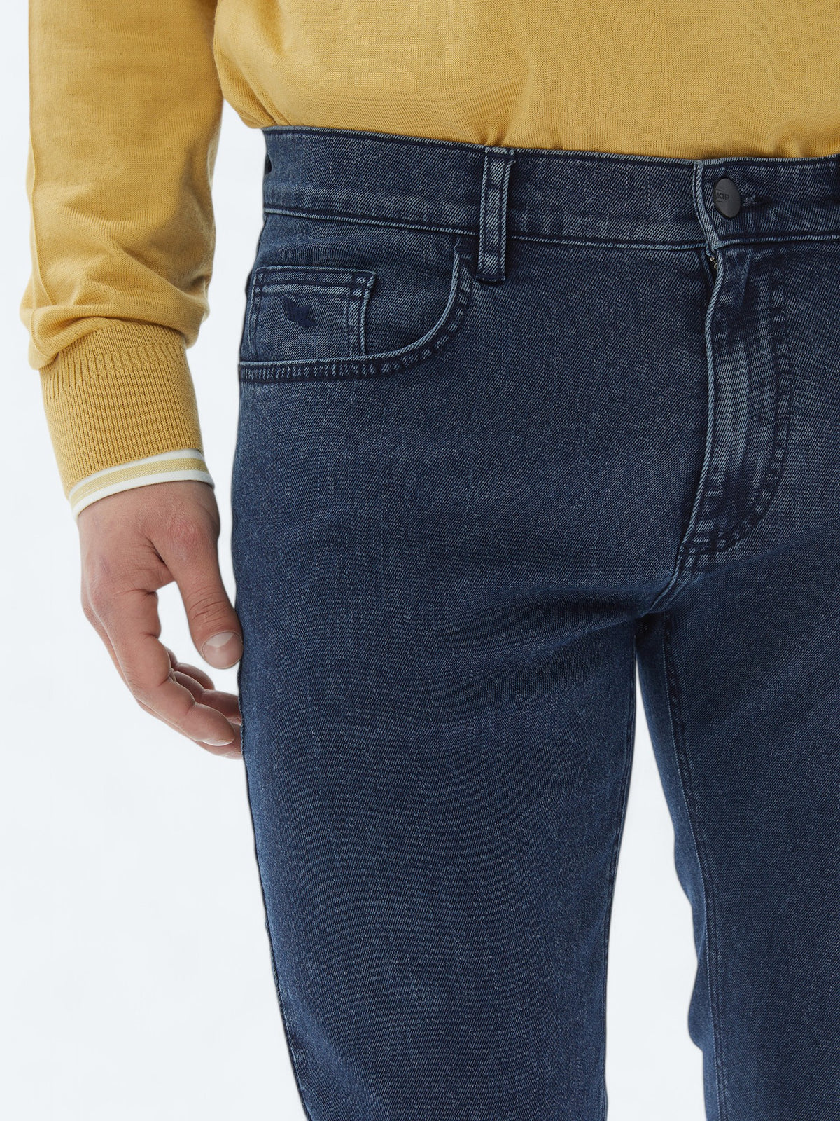 Lacivert Slim Fit Denim Pamuk Karışımlı Pantolon