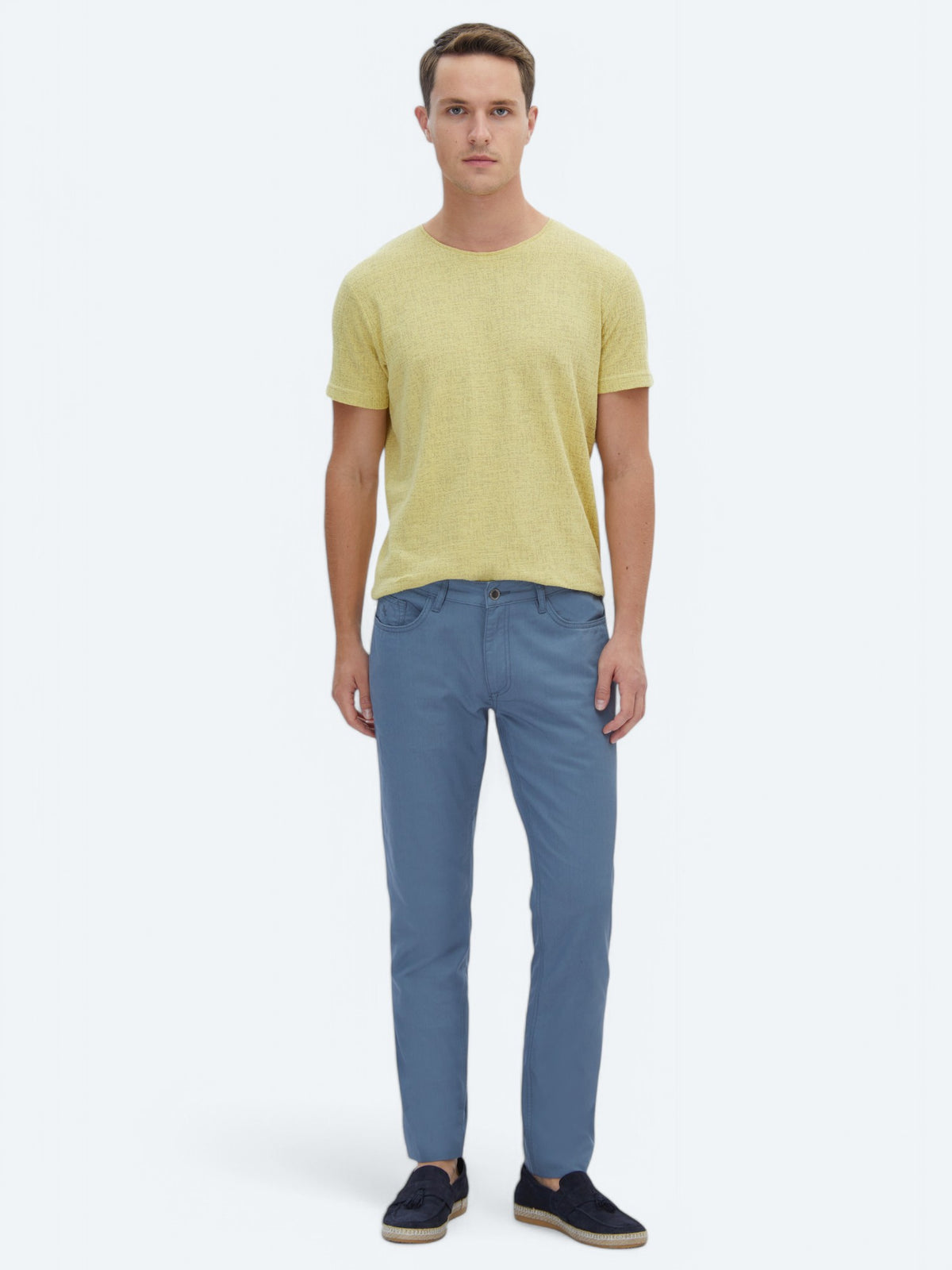 Koyu Mavi Denim Slim Fit Casual Pamuk Karışımlı Pantolon