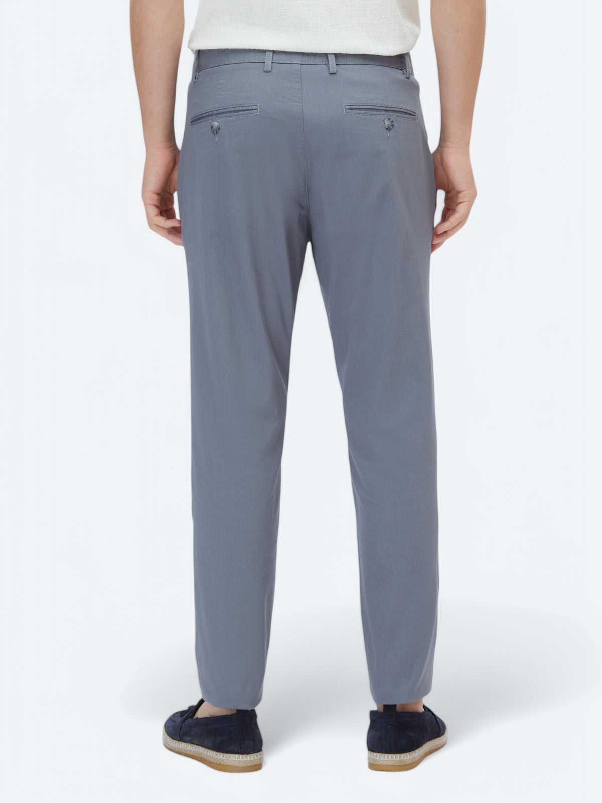 Gri Dokuma Regular Fit Casual Pamuk Karışımlı Pantolon