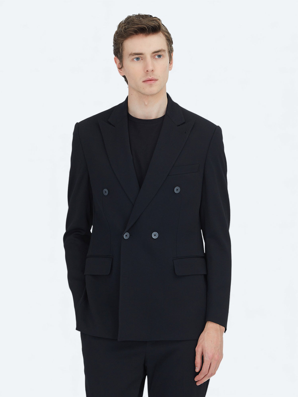Siyah Düz Modern Fit Takım Elbise