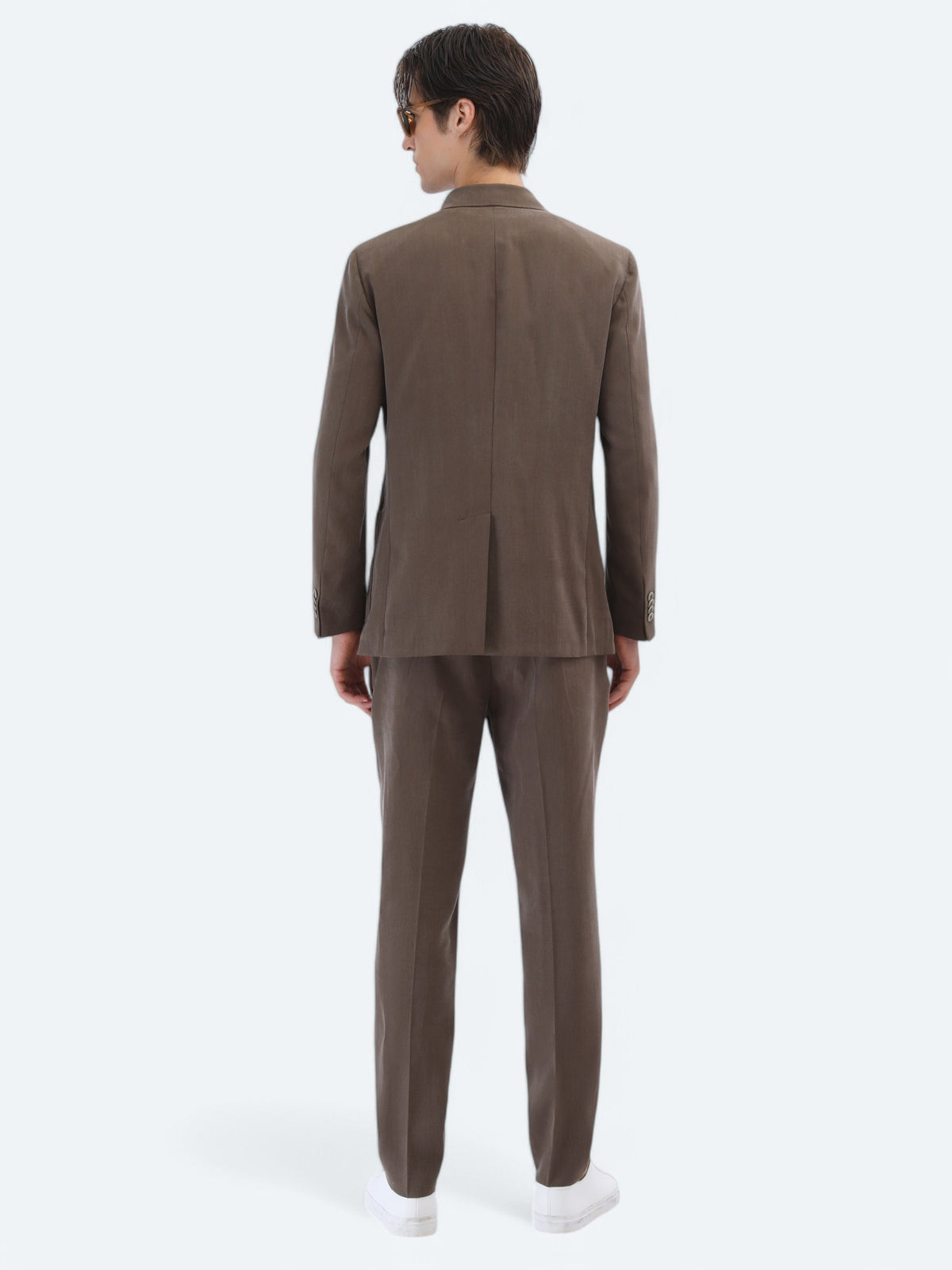 Kahverengi Düz Modern Fit Takım Elbise