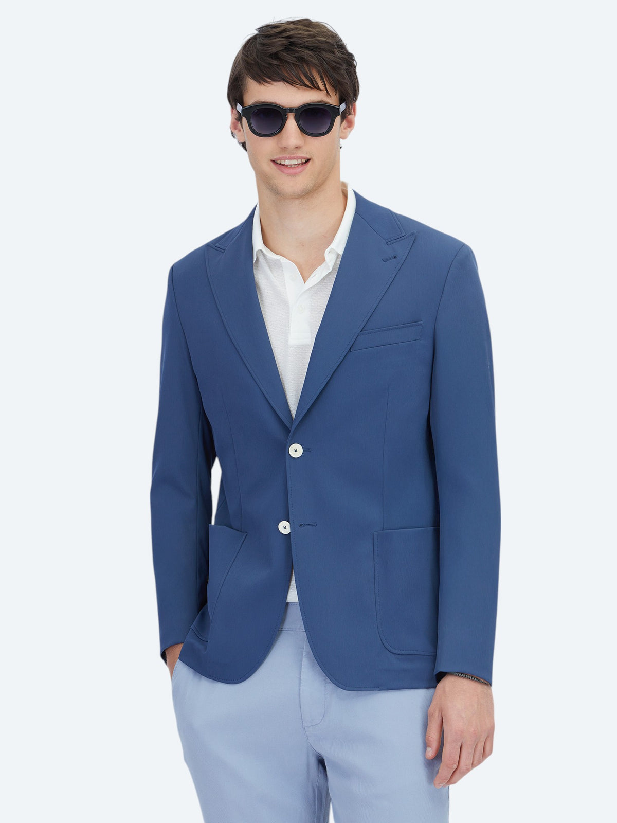 İndigo Desenli Modern Fit Ceket