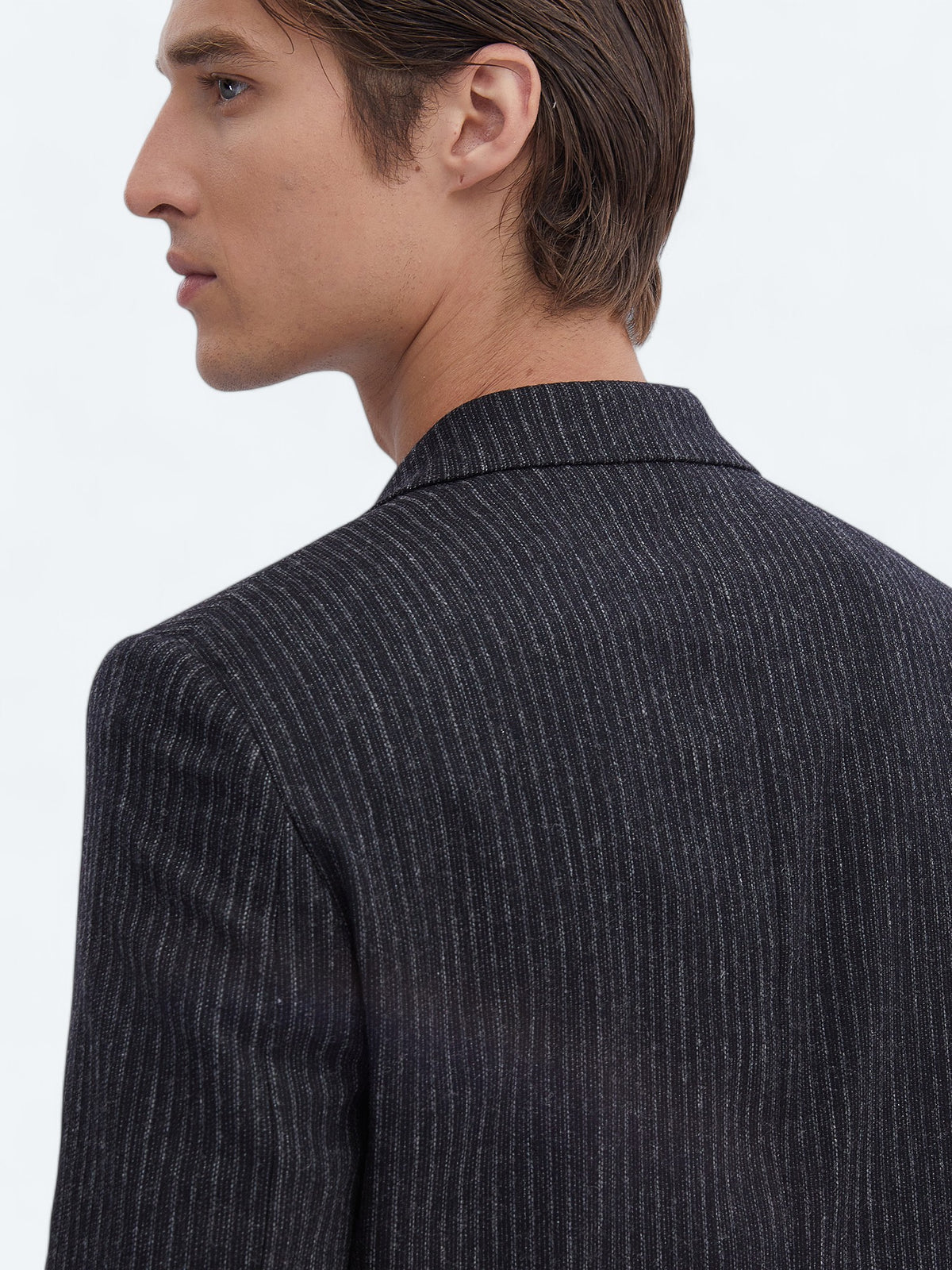 Antrasit Desenli Modern Fit Yün Karışımlı Ceket