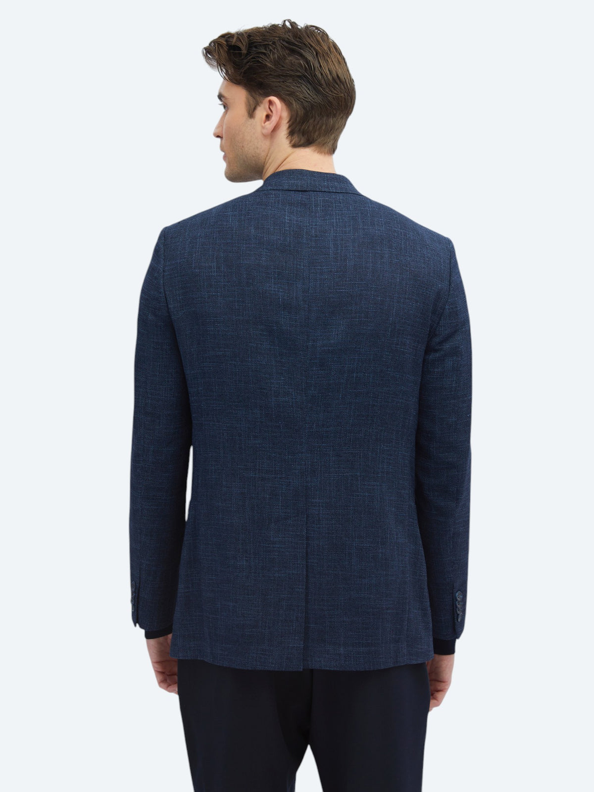 İndigo Desenli Modern Fit Ceket