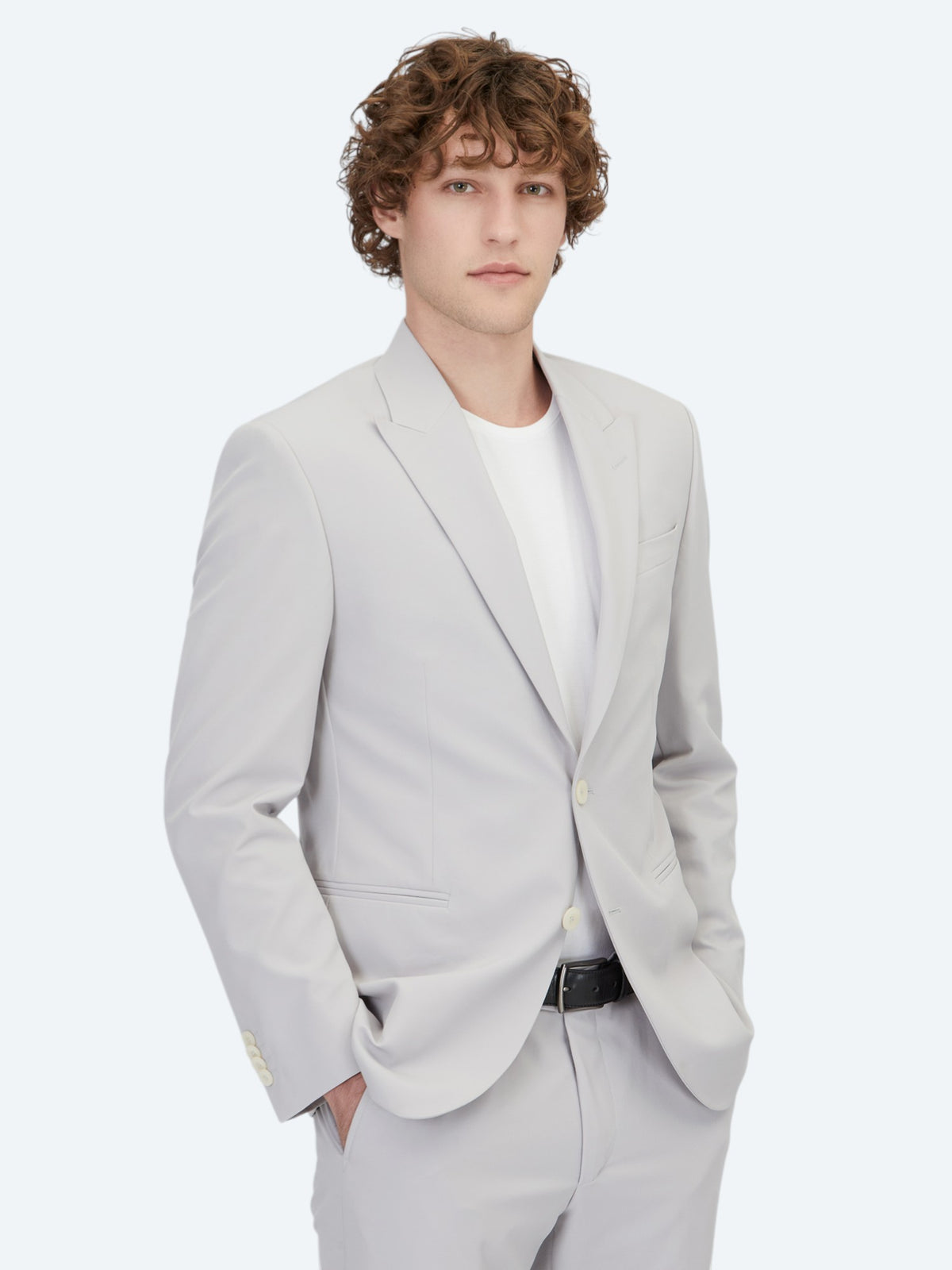 Açık Gri Düz Slim Fit Takım Elbise