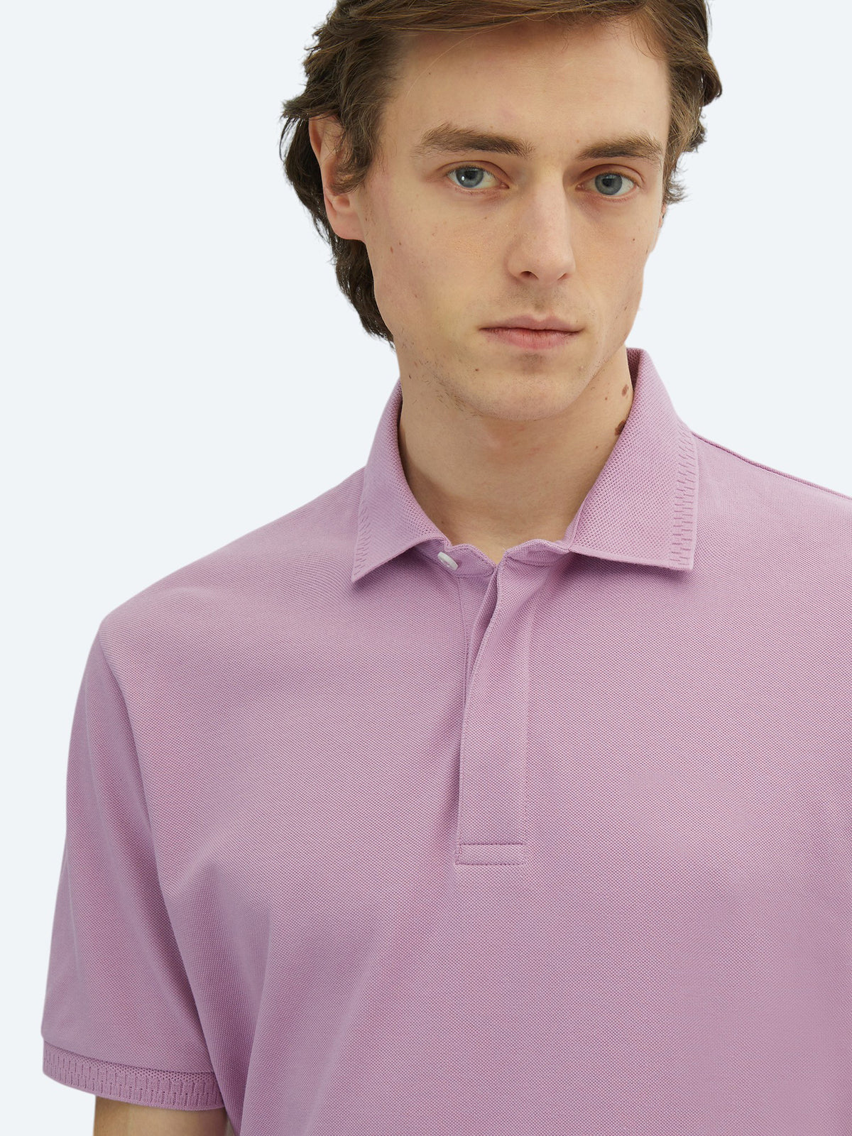 Eflatun Düz Polo Yaka %100 Pamuk T-Shirt