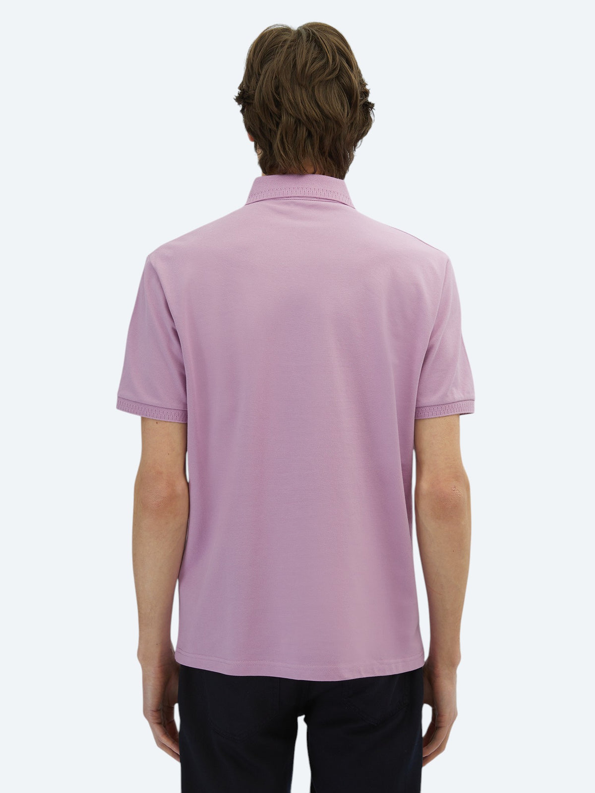 Eflatun Düz Polo Yaka %100 Pamuk T-Shirt