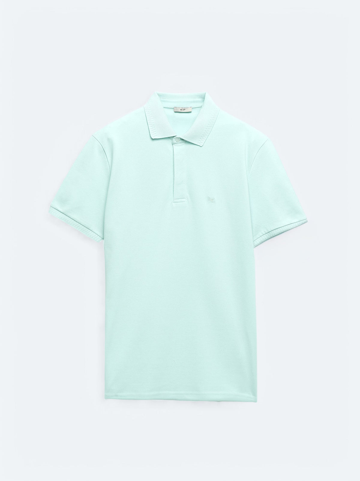 Su Yeşili Düz Polo Yaka %100 Pamuk T-Shirt