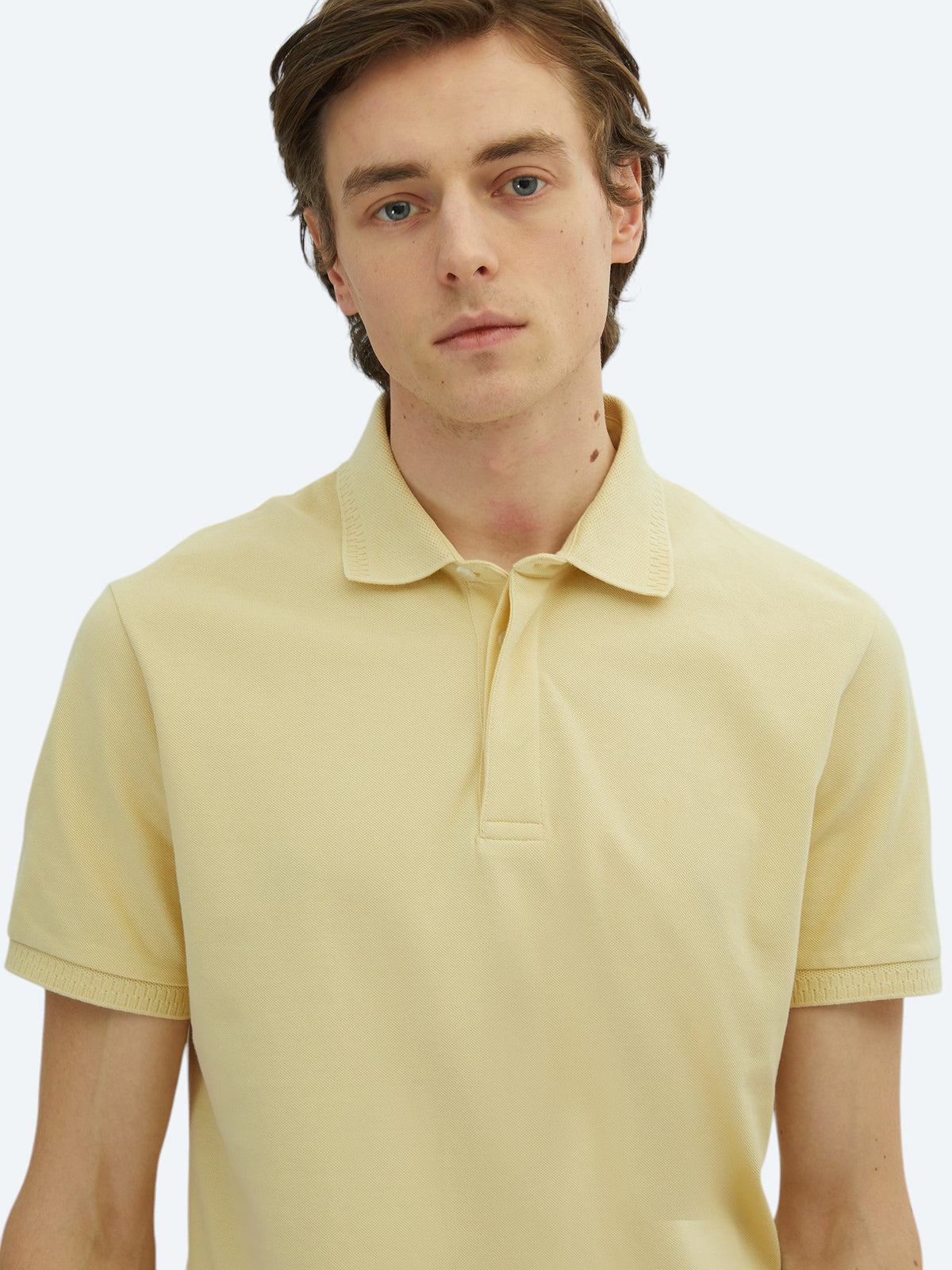 Sarı Düz Polo Yaka %100 Pamuk T-Shirt