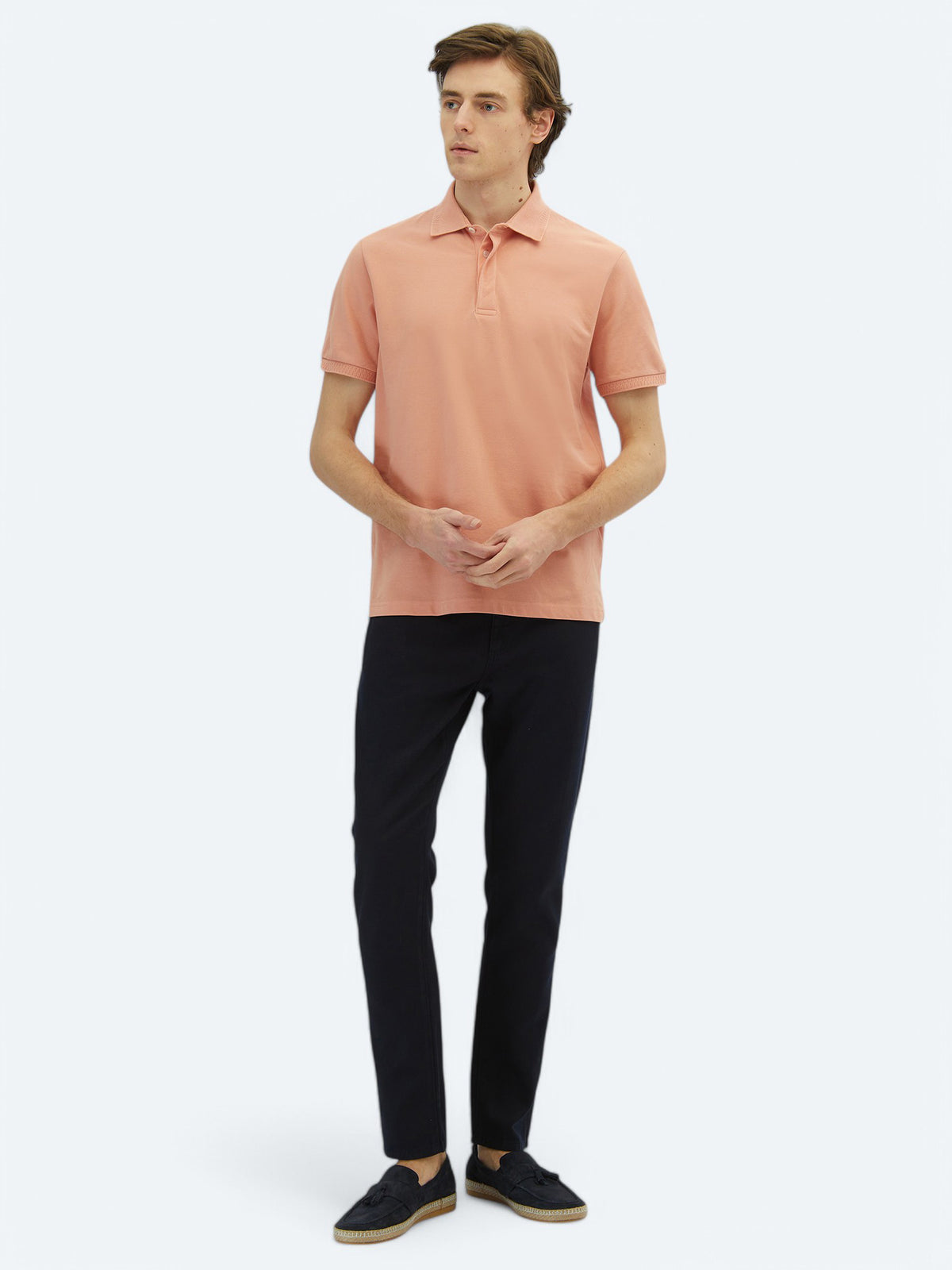 Somon Düz Polo Yaka %100 Pamuk T-Shirt