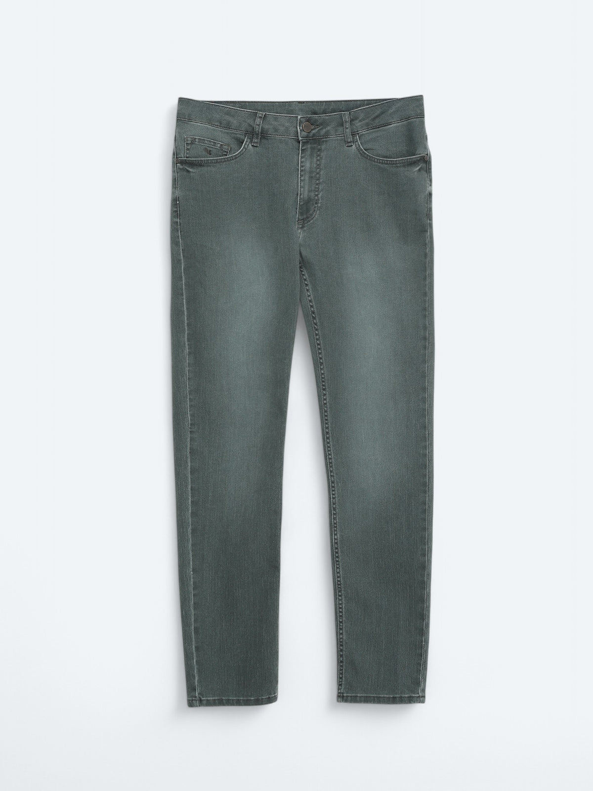 Koyu Yeşil Slim Fit Denim Pamuk Karışımlı Pantolon