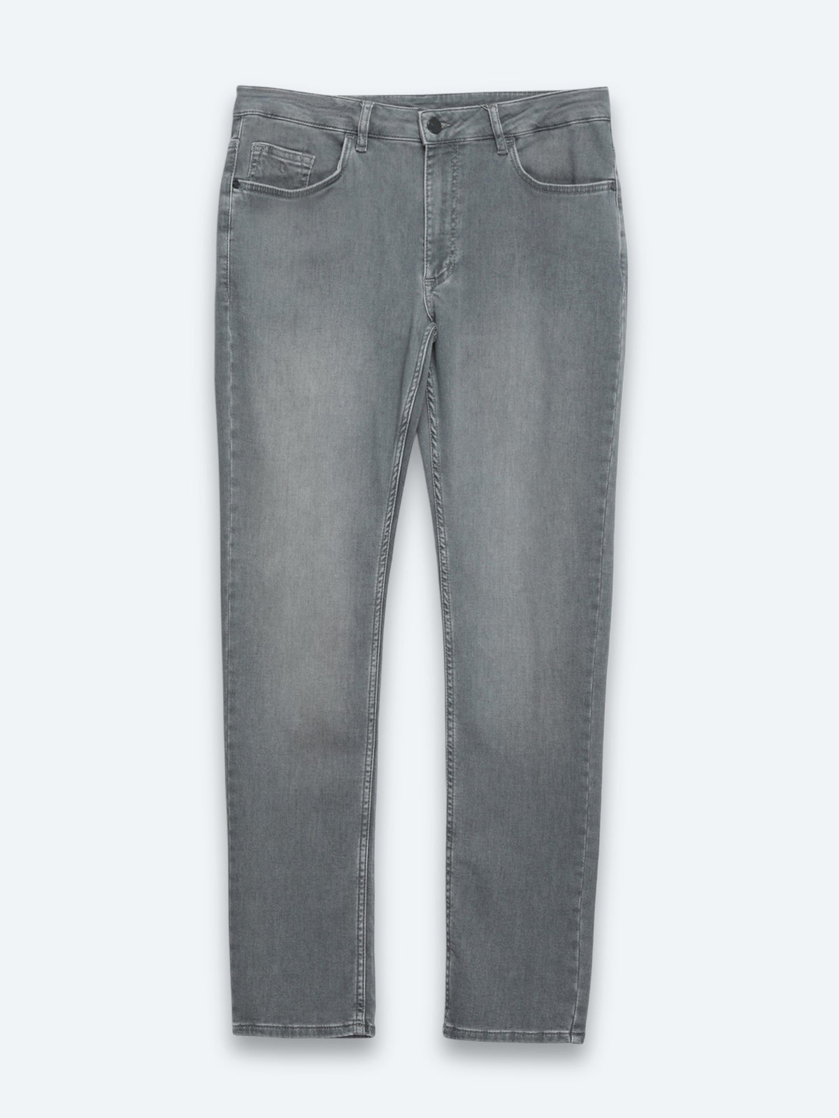 Gri Slim Fit Denim Pamuk Karışımlı Pantolon