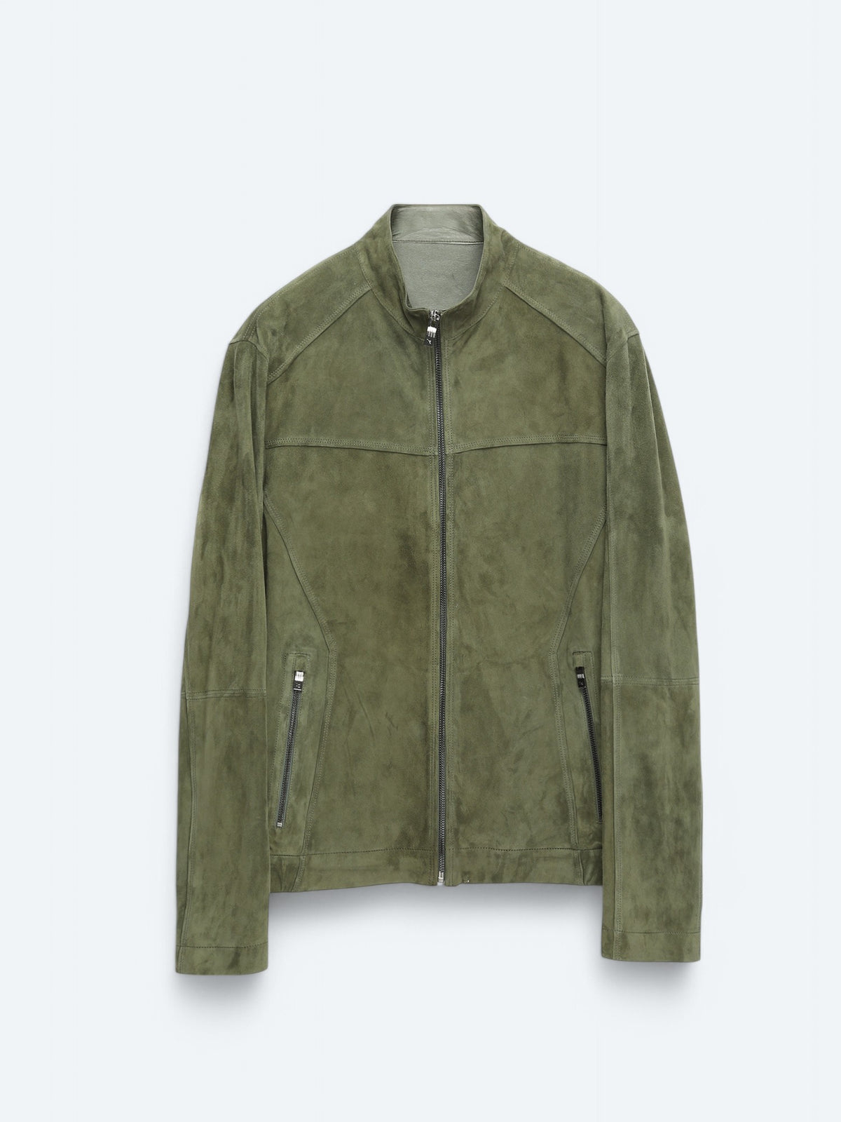 Haki Regular Fit Dik Yaka Smart Casual Deri Mont
