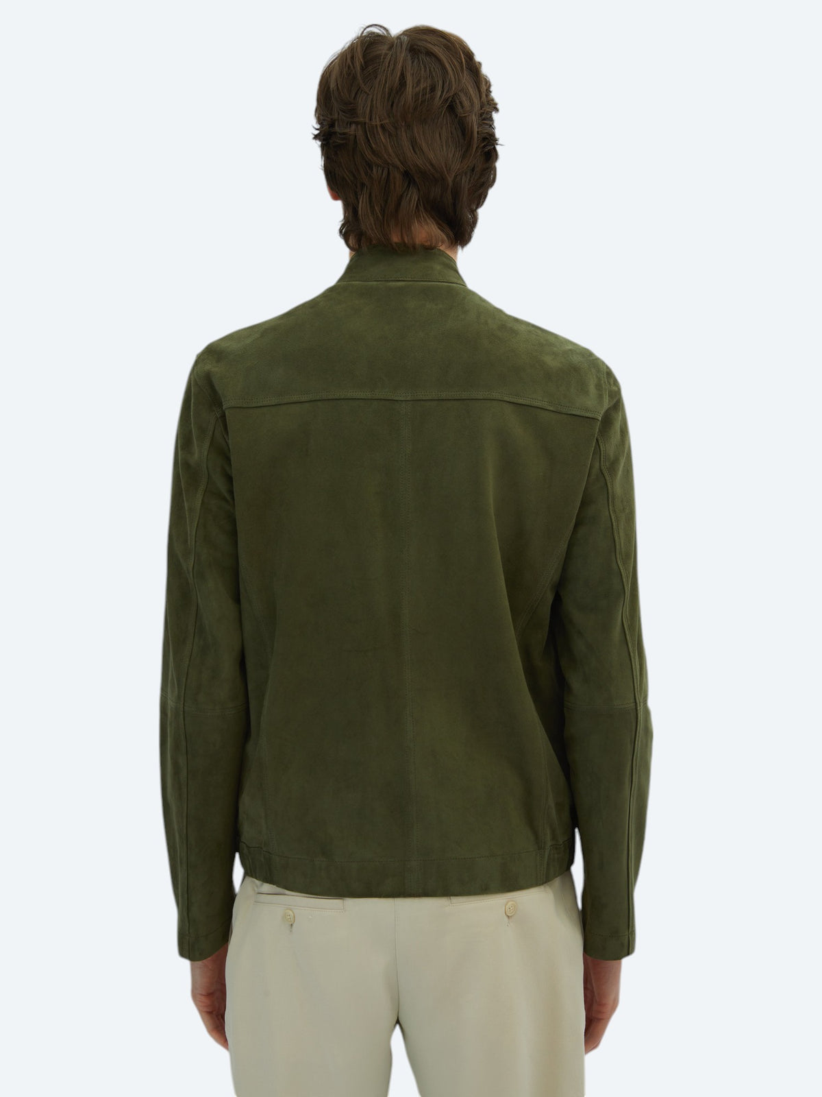 Haki Regular Fit Dik Yaka Smart Casual Deri Mont