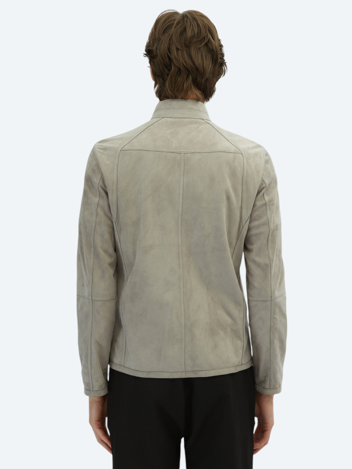 Gri Regular Fit Dik Yaka Smart Casual Çift Taraflı Deri Mont