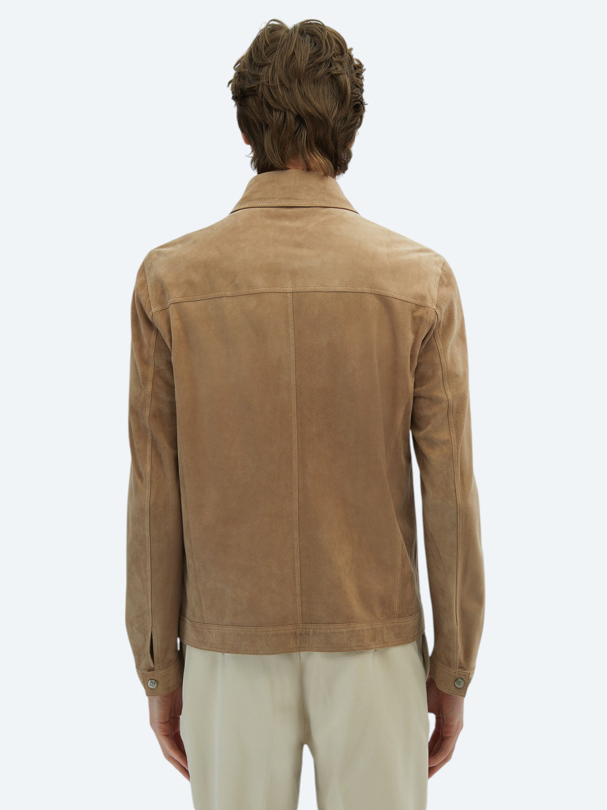 Bej Regular Fit Dik Yaka Smart Casual Çift Taraflı Deri Mont