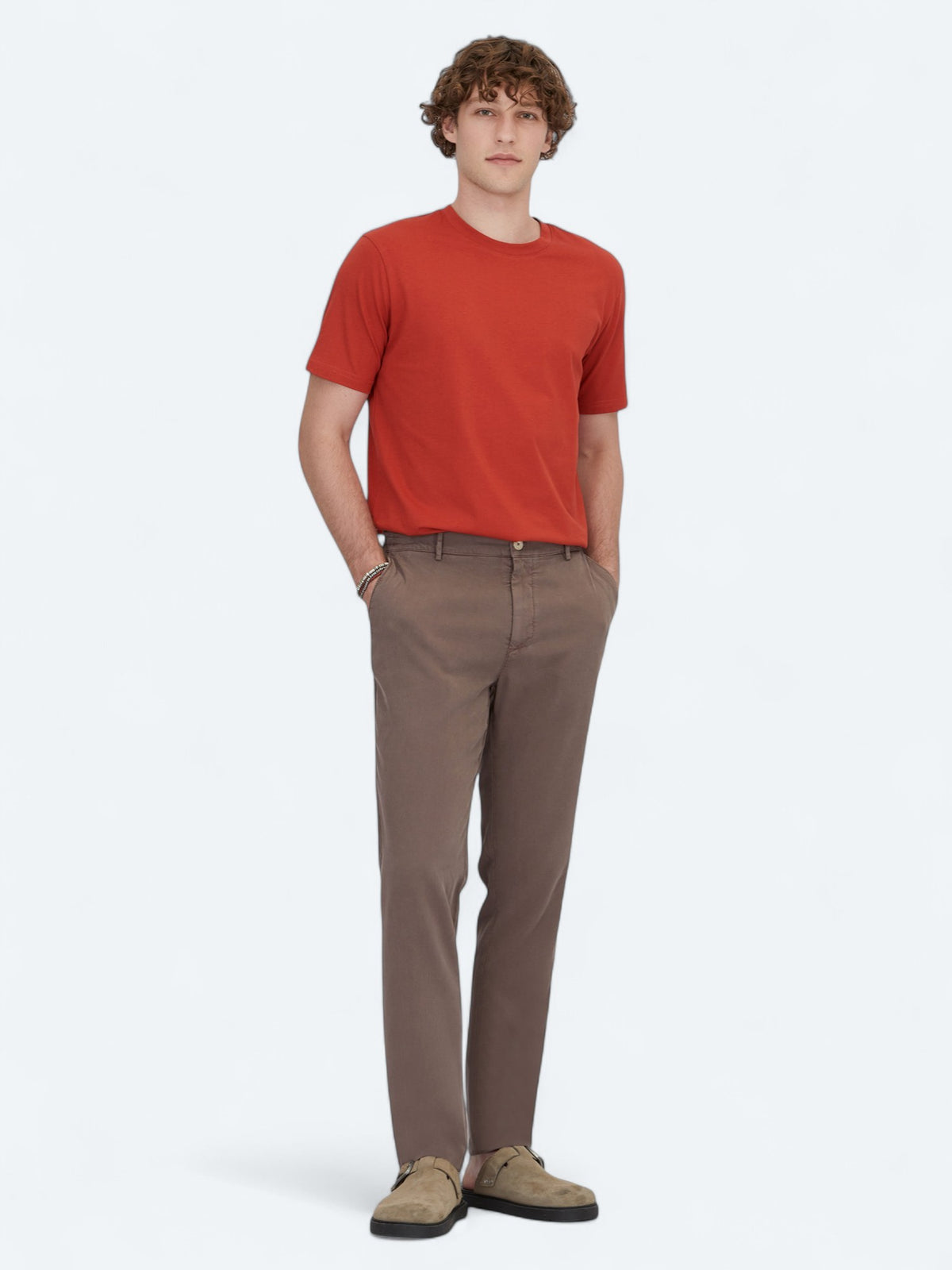 Kahverengi Dokuma Jogging Fit Casual Pamuk Karışımlı Pantolon
