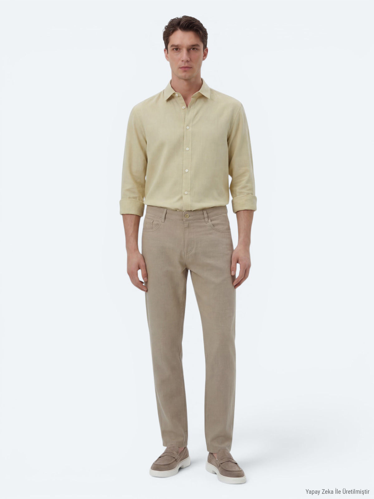 Vizon Dokuma Regular Fit Casual Pamuk Karışımlı Pantolon
