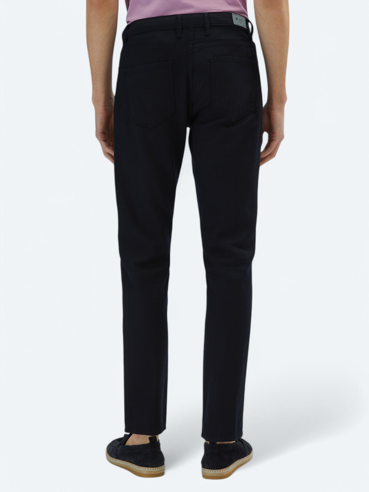 Lacivert Düz Dokuma Regular Fit Casual Pamuk Karışımlı Pantolon