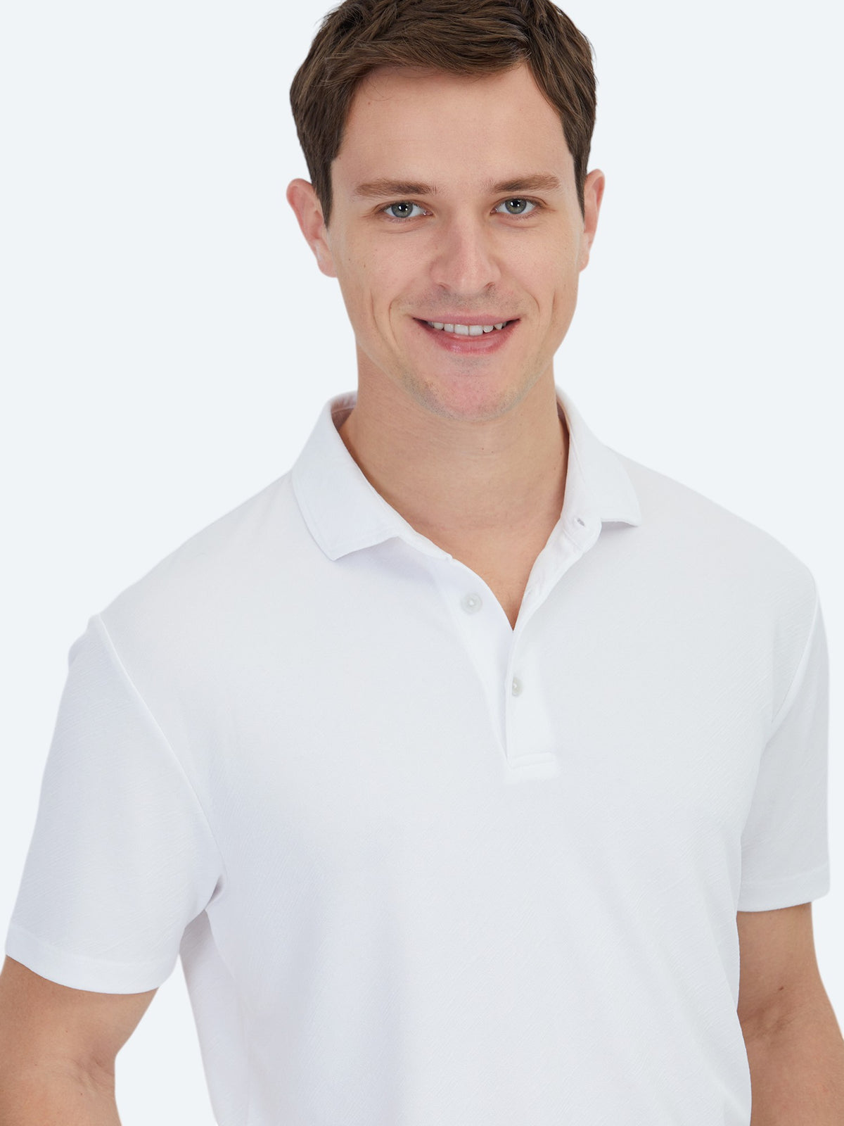 Beyaz Jakarlı Polo Yaka T-Shirt