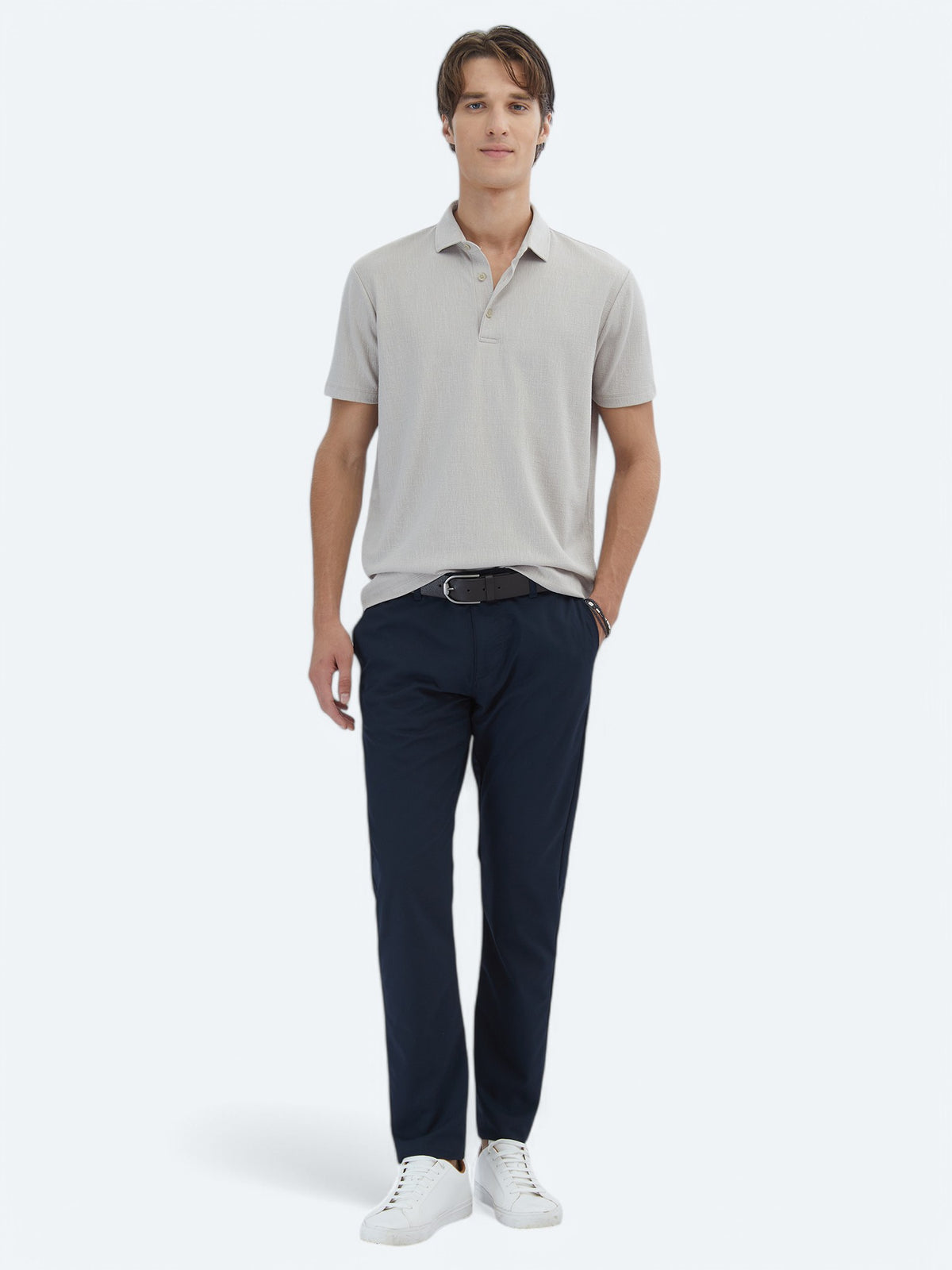 Bej Jakarlı Polo Yaka T-Shirt