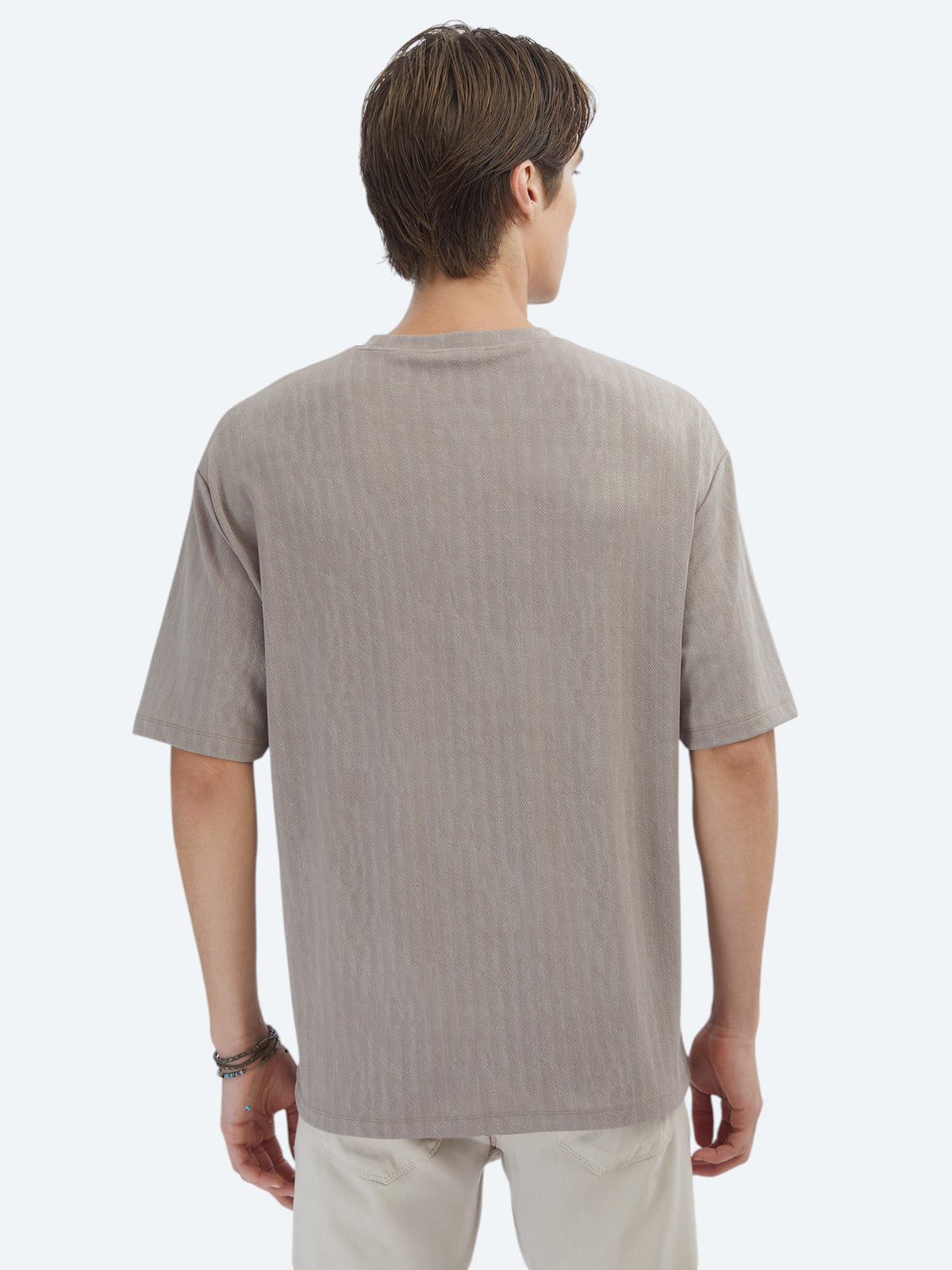 Vizon Desenli Bisiklet Yaka T-Shirt