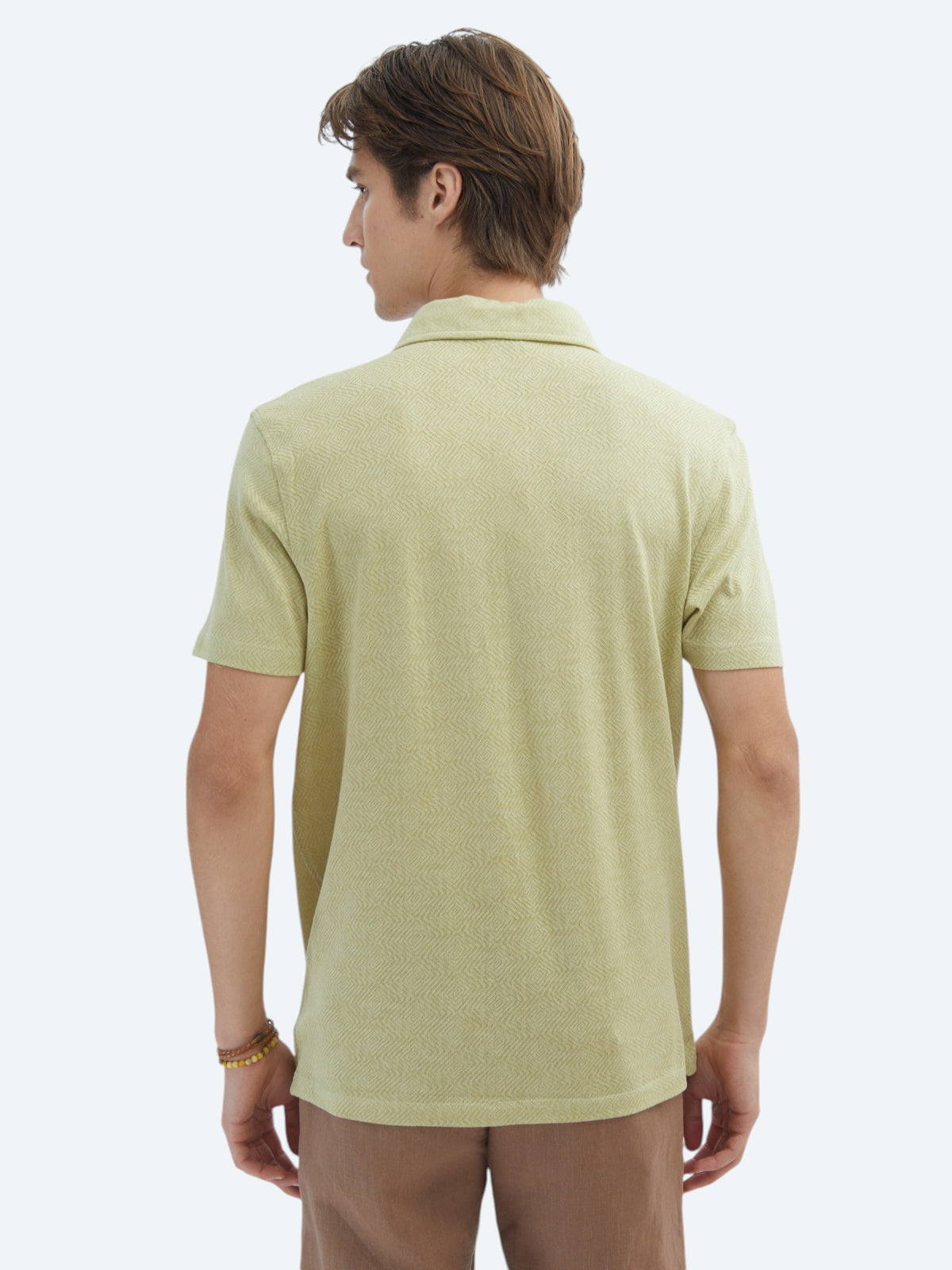 Limon Küfü Desenli Polo Yaka Pamuk Karışımlı T-Shirt
