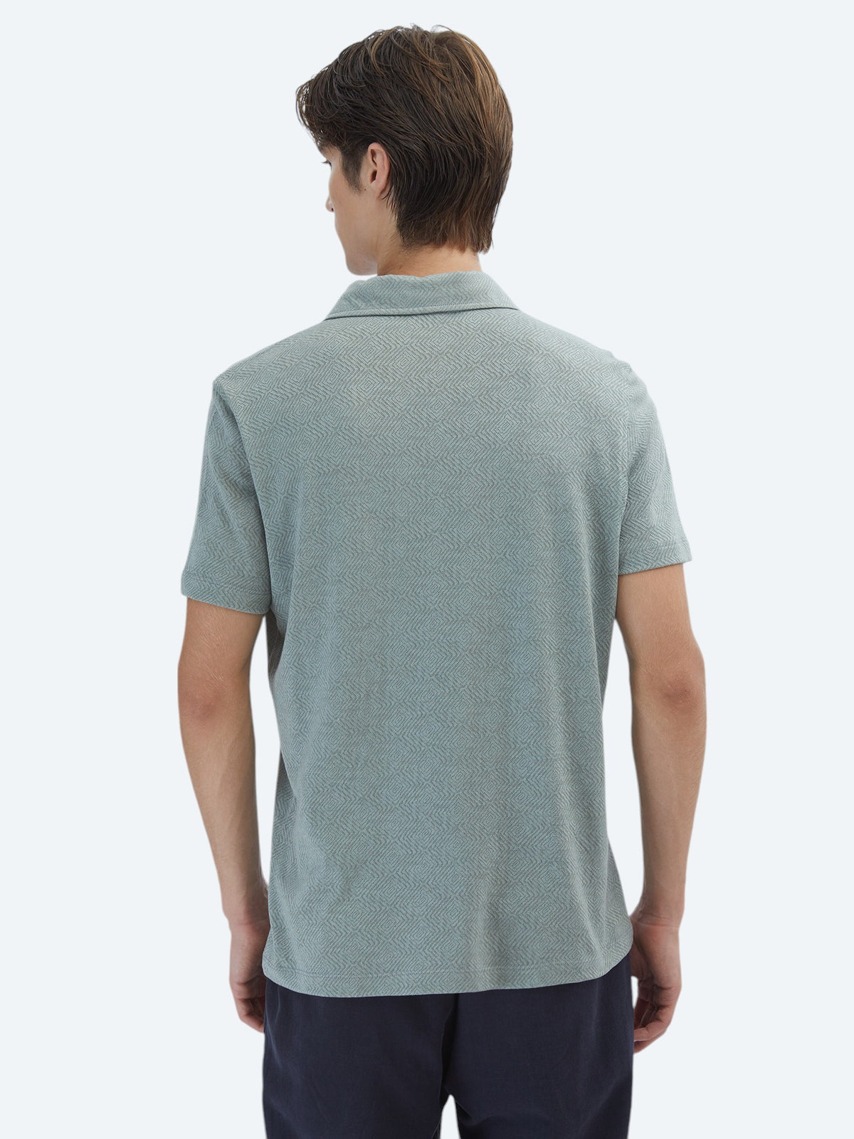 Haki Desenli Polo Yaka Pamuk Karışımlı T-Shirt
