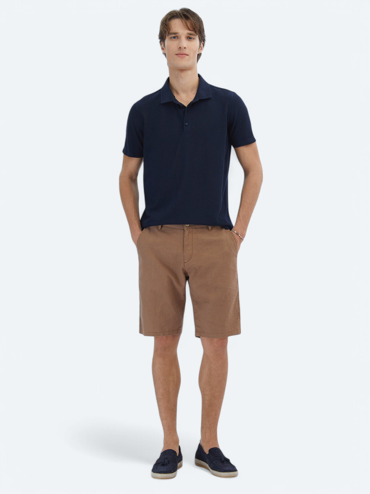 Lacivert Desenli Polo Yaka T-Shirt
