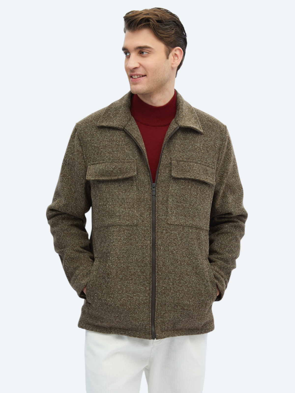 Vizon Regular Fit Gömlek Yaka Casual Dokuma Mont