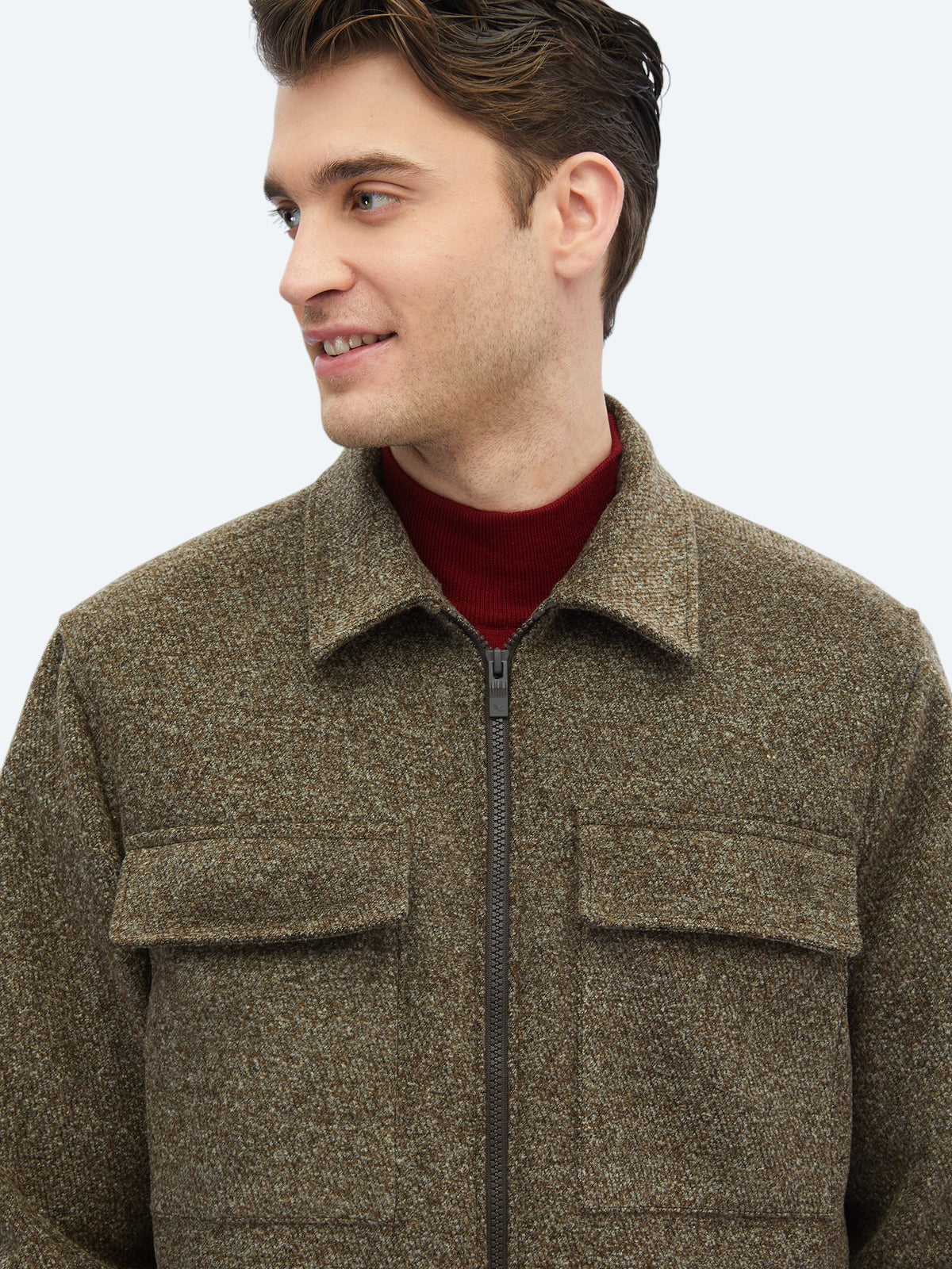 Vizon Regular Fit Gömlek Yaka Casual Dokuma Mont