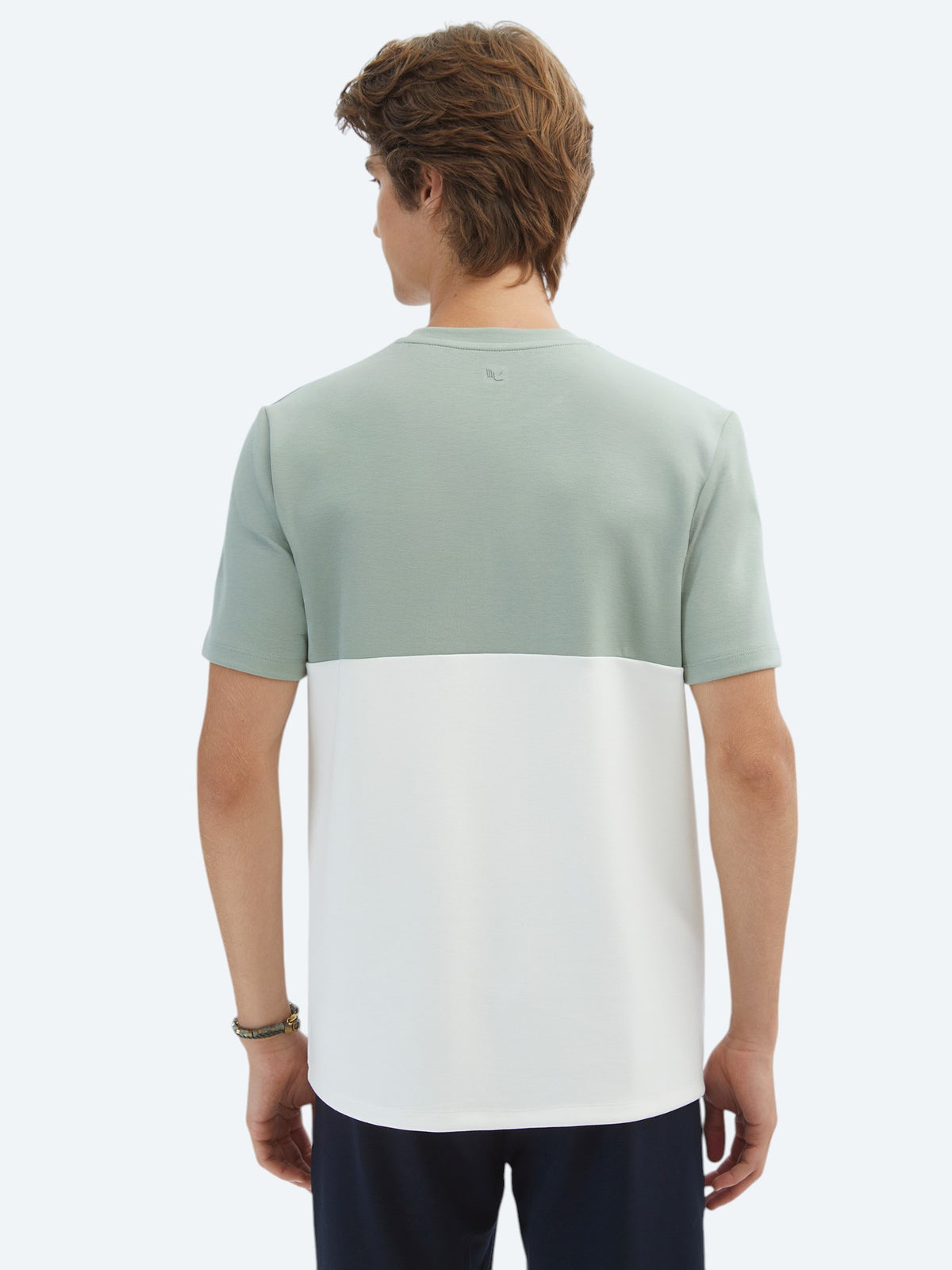 Yeşil Düz Bisiklet Yaka T-Shirt