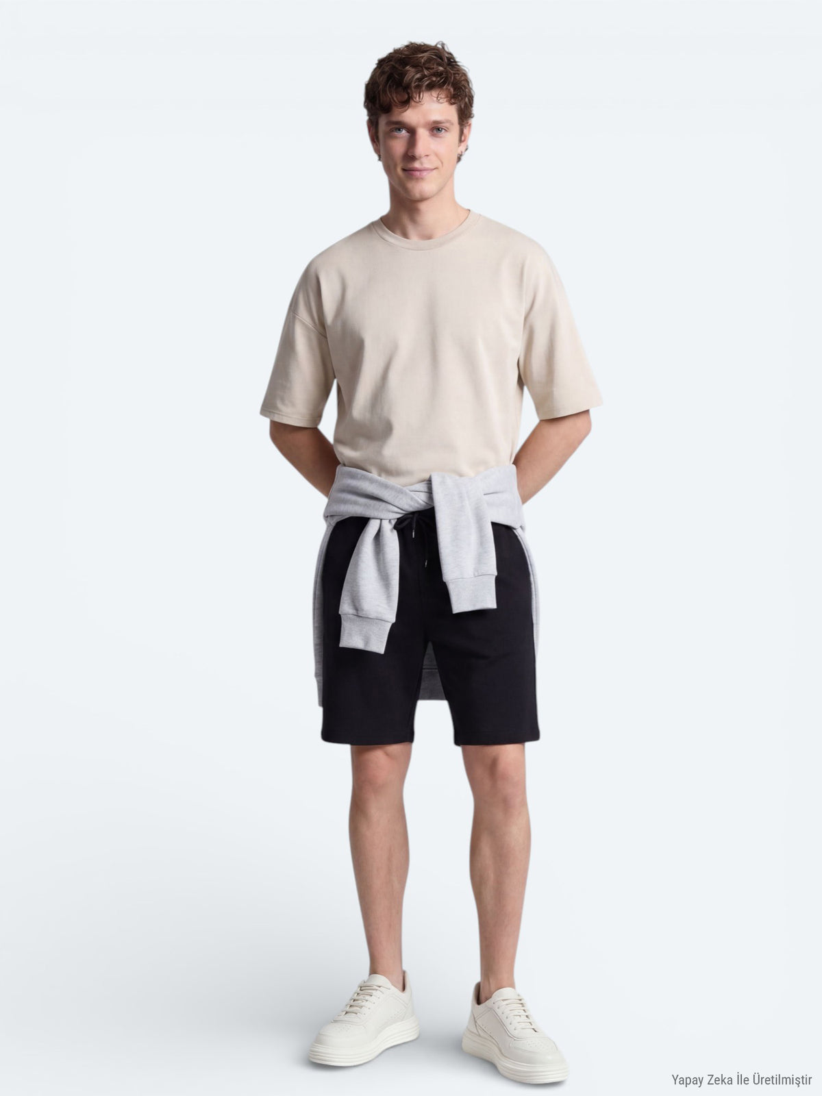 Siyah Düz Örme Regular Fit Casual Bermuda