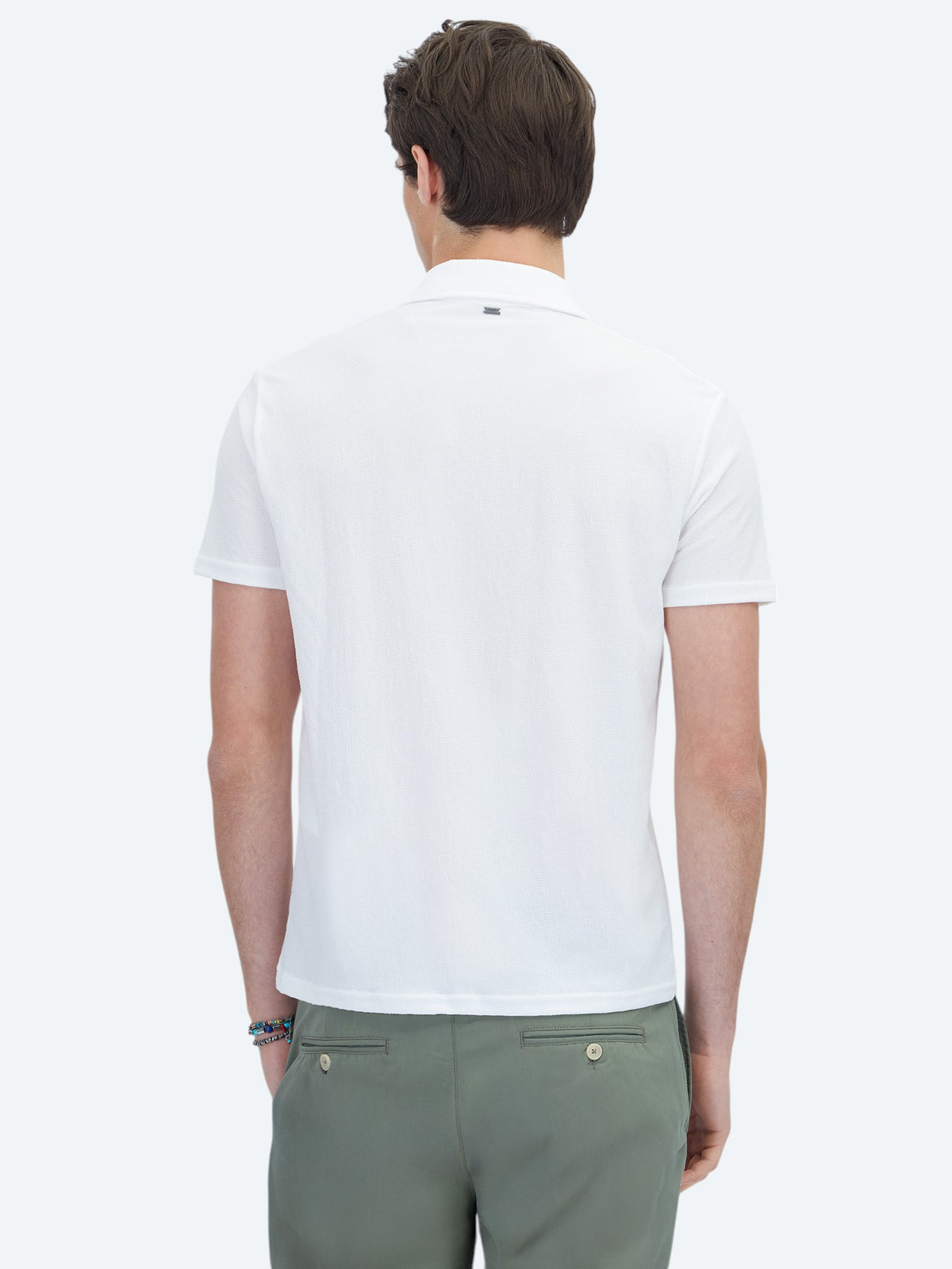 Beyaz Desenli Polo Yaka T-Shirt