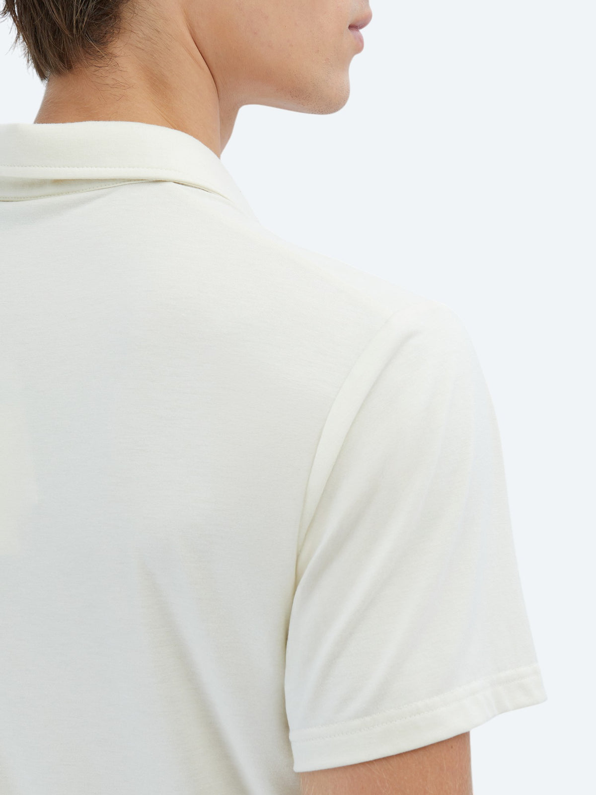 Ekru Düz Çevre Dostu Polo Yaka T-Shirt