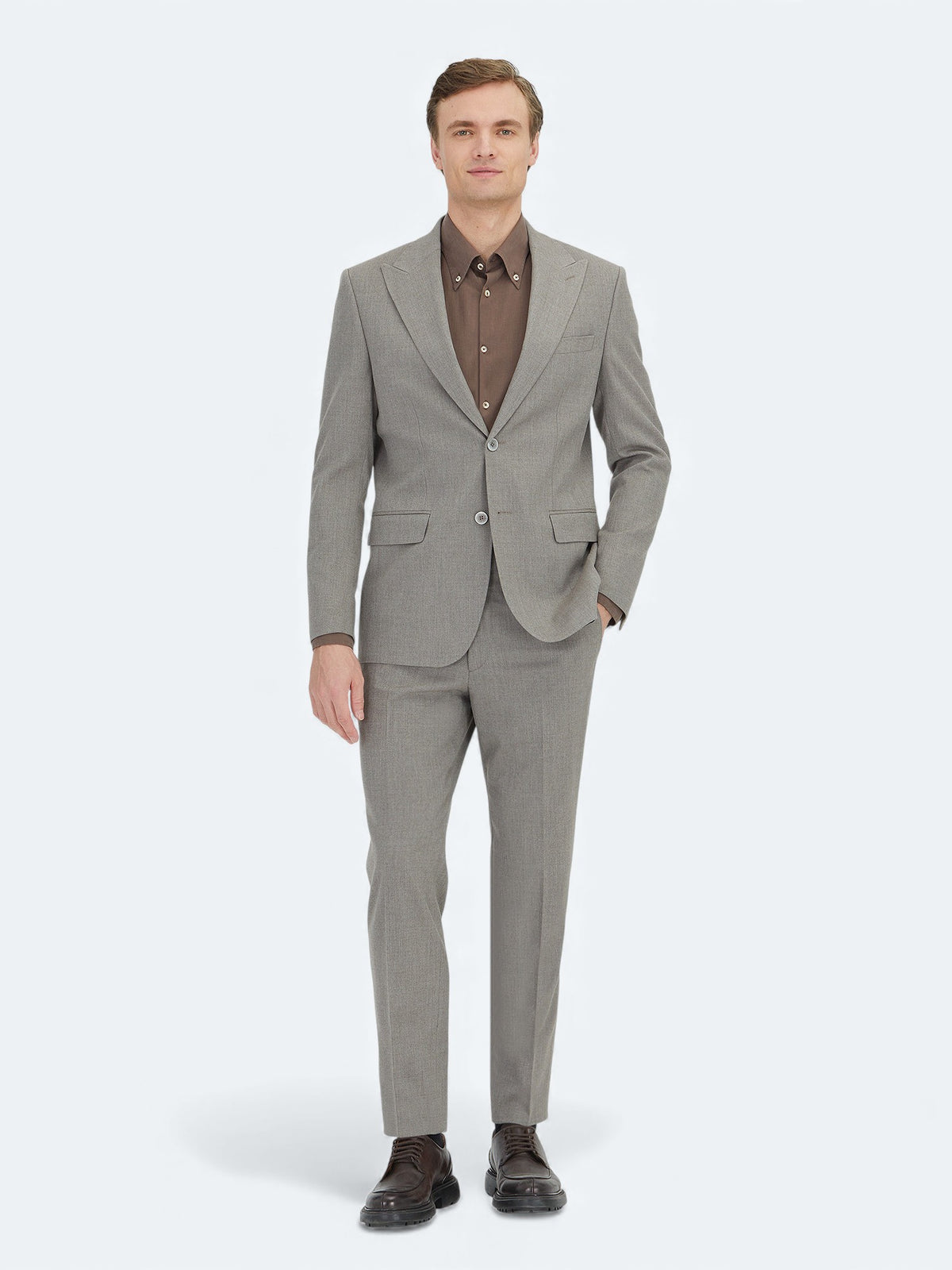 Açık Kahve Mikro Modern Fit Takım Elbise