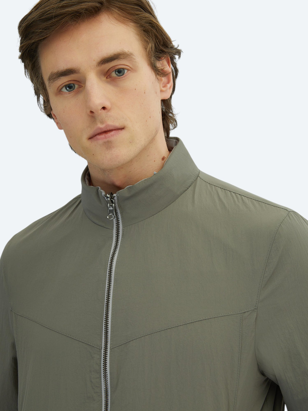 Gri Regular Fit Gizli Kapüşon Casual Dokuma Çift Taraflı Mont