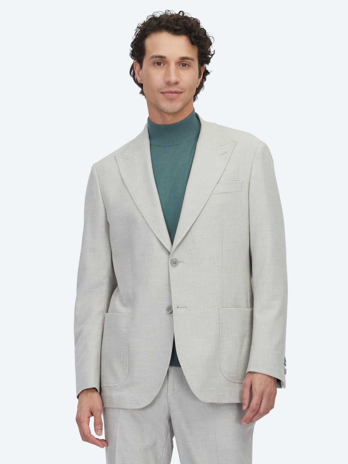 Gri Desenli Comfort Fit Örme Takım Elbise