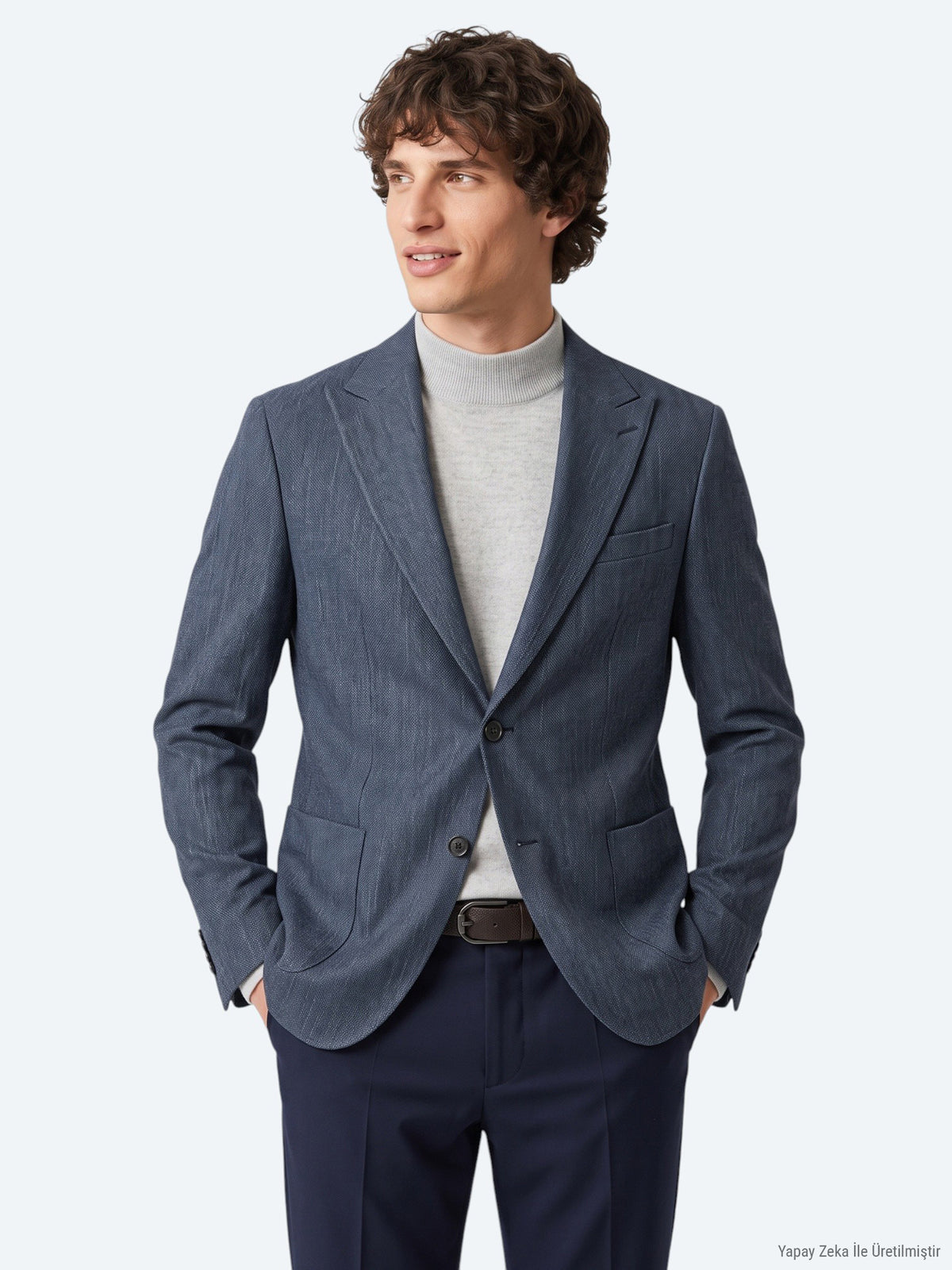 Koyu Lacivert Çizgili Modern Fit Ceket