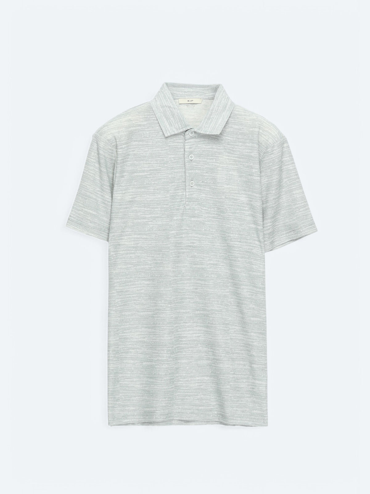 Açık Haki Baskılı Polo Yaka Pamuk Karışımlı T-Shirt