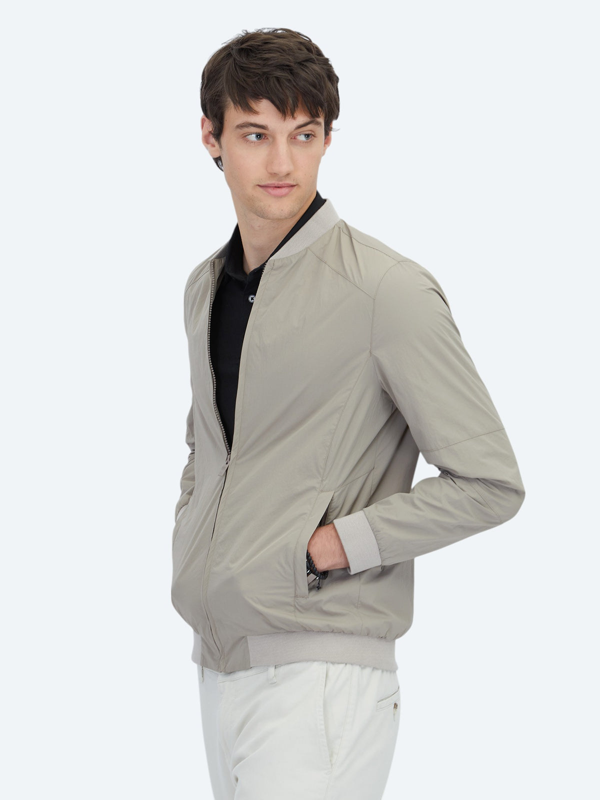 Vizon Regular Fit Dik Yaka Casual Dokuma Mont