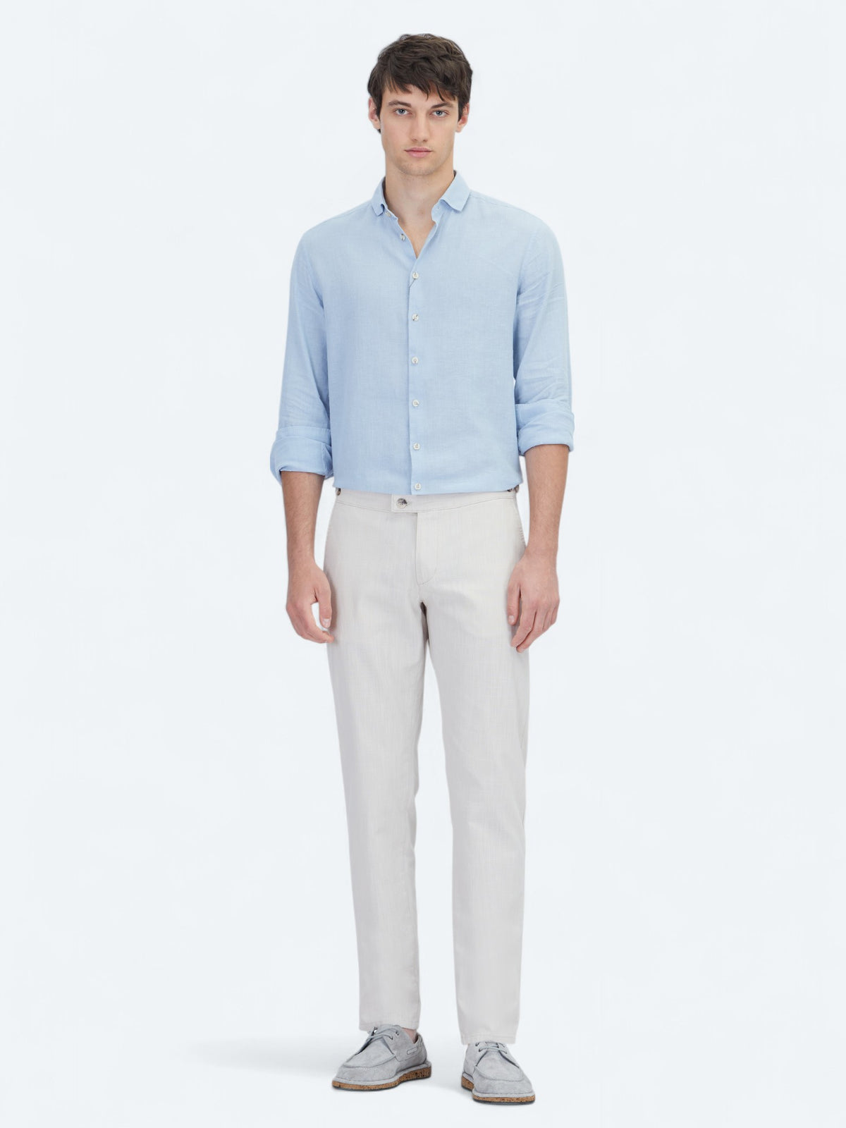 Bej Dokuma Fitted Fit Smart Casual Pamuk Karışımlı Pantolon