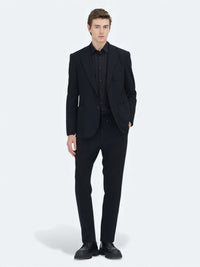 Siyah Düz Modern Fit Örme Takım Elbise